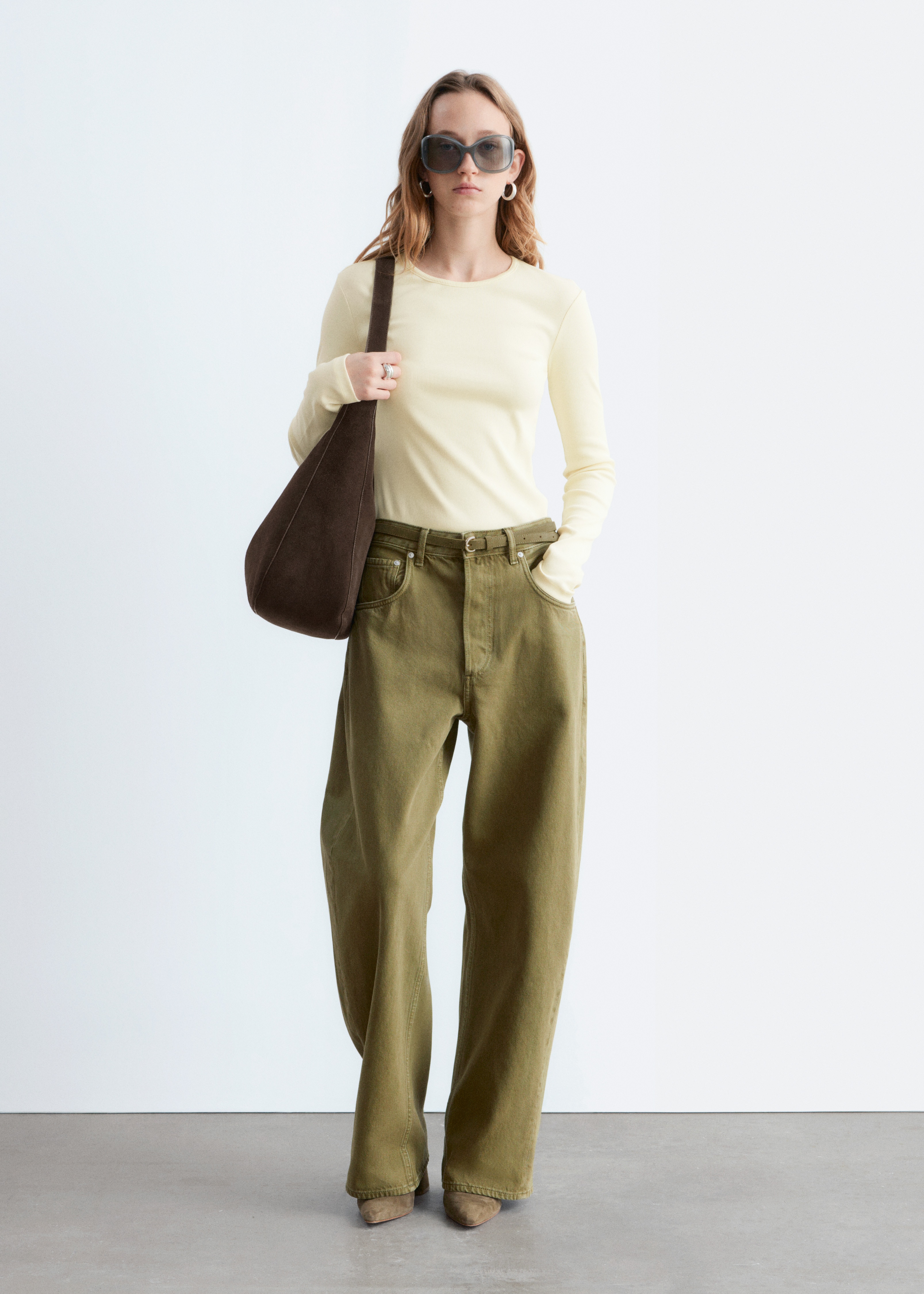 Ριμπ Μακρυμάνικο Τοπ - Παστέλ Κίτρινο/Καφέ/Λευκές Ρίγες/Λευκό/Μαύρο/Ανοιχτό Γκρι/Σκούρο Καφέ/Ρίγες Μπεζ/Μαύρο