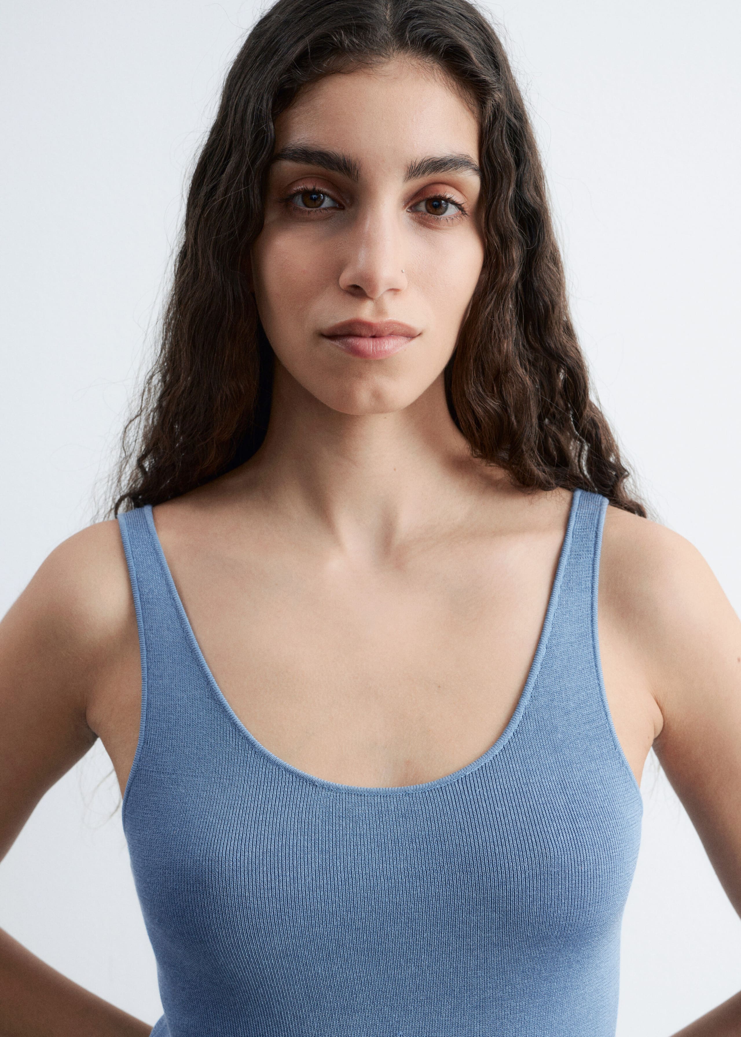 Image of Knitted Scoop-Neck Tank Top