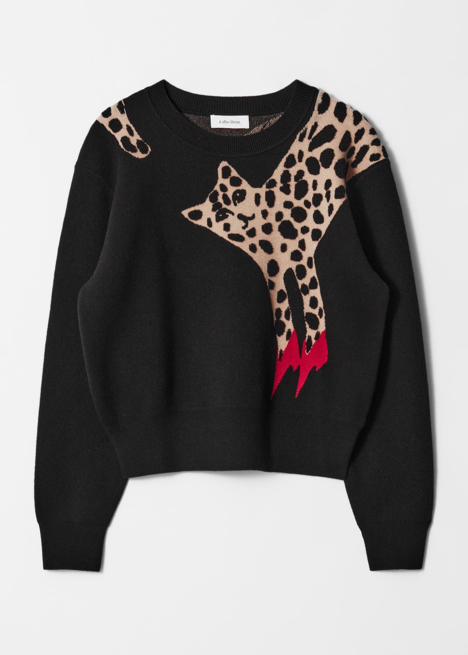 Long-Sleeve Knit Sweater - Schwarz