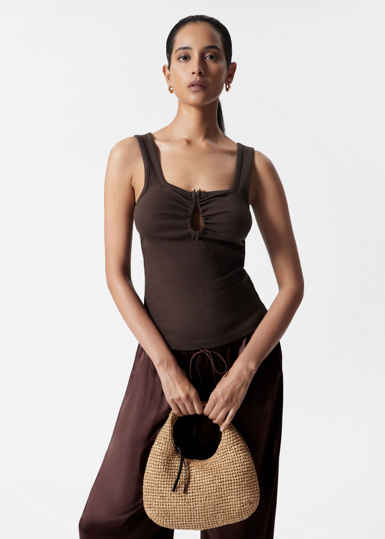 csatos tank top - Barna/Zöld