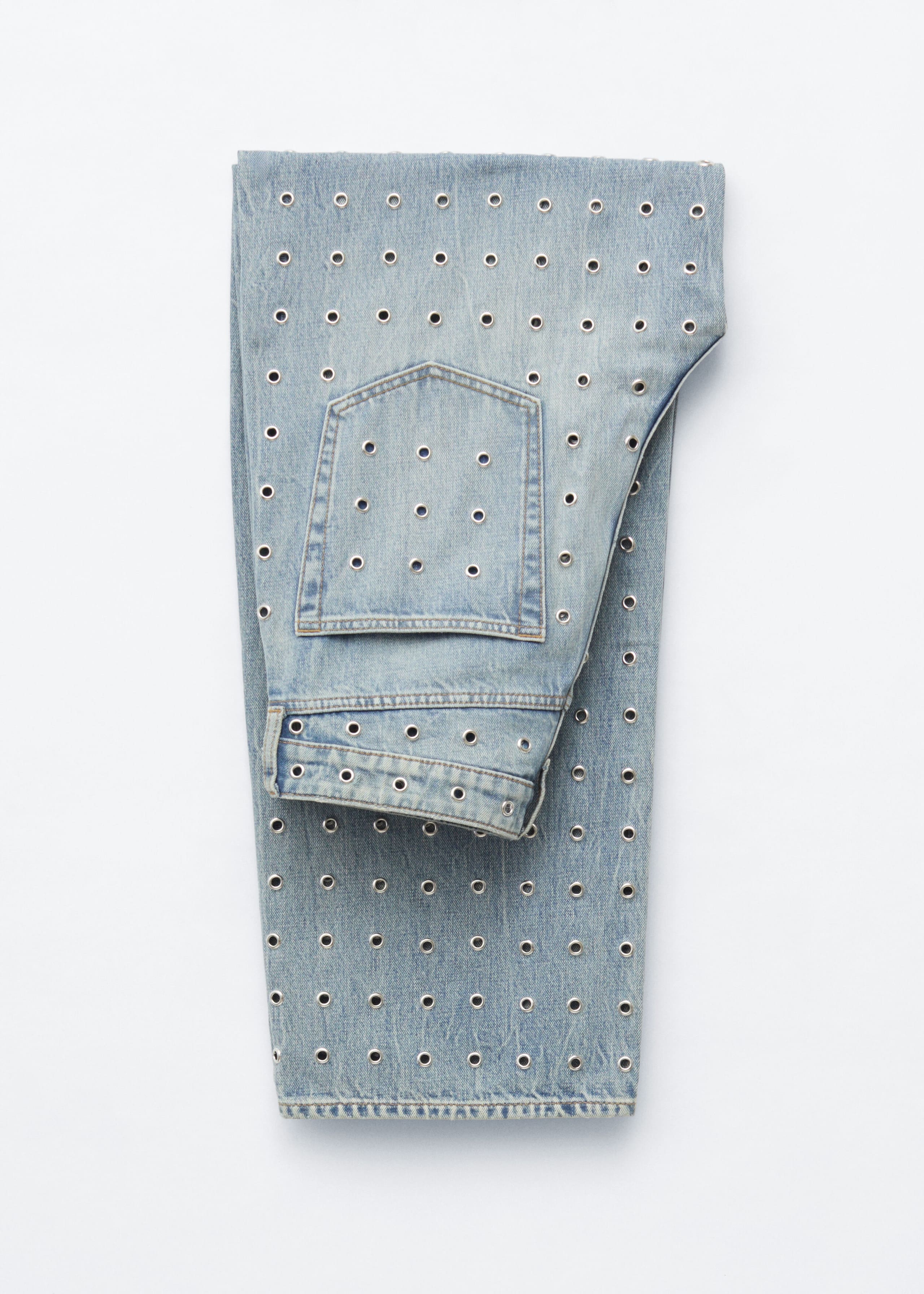 Wide-Leg Eyelet Jeans - Dusty Light Blue - Still Life
