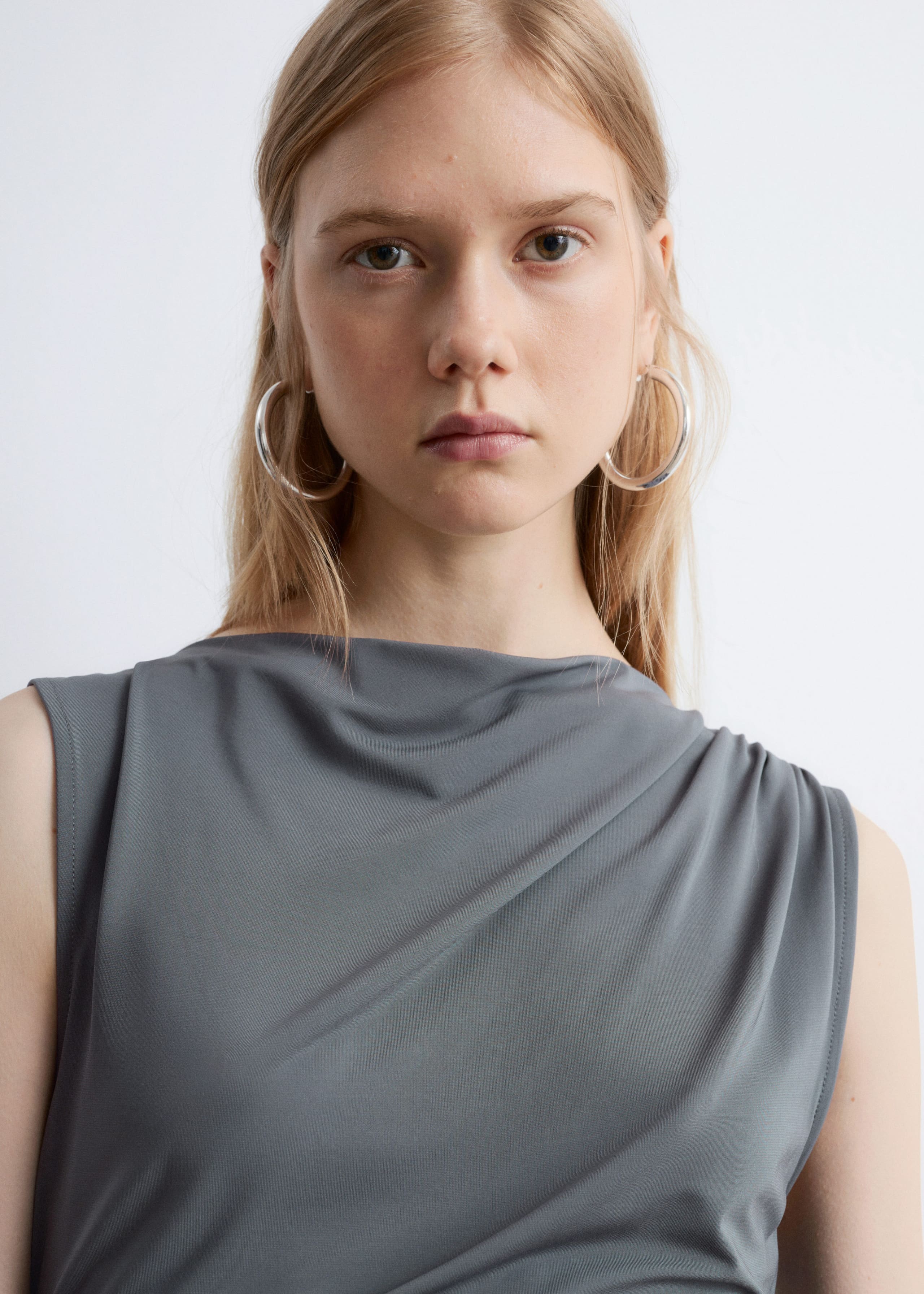 Image of Sleeveless Draped Midi Dress