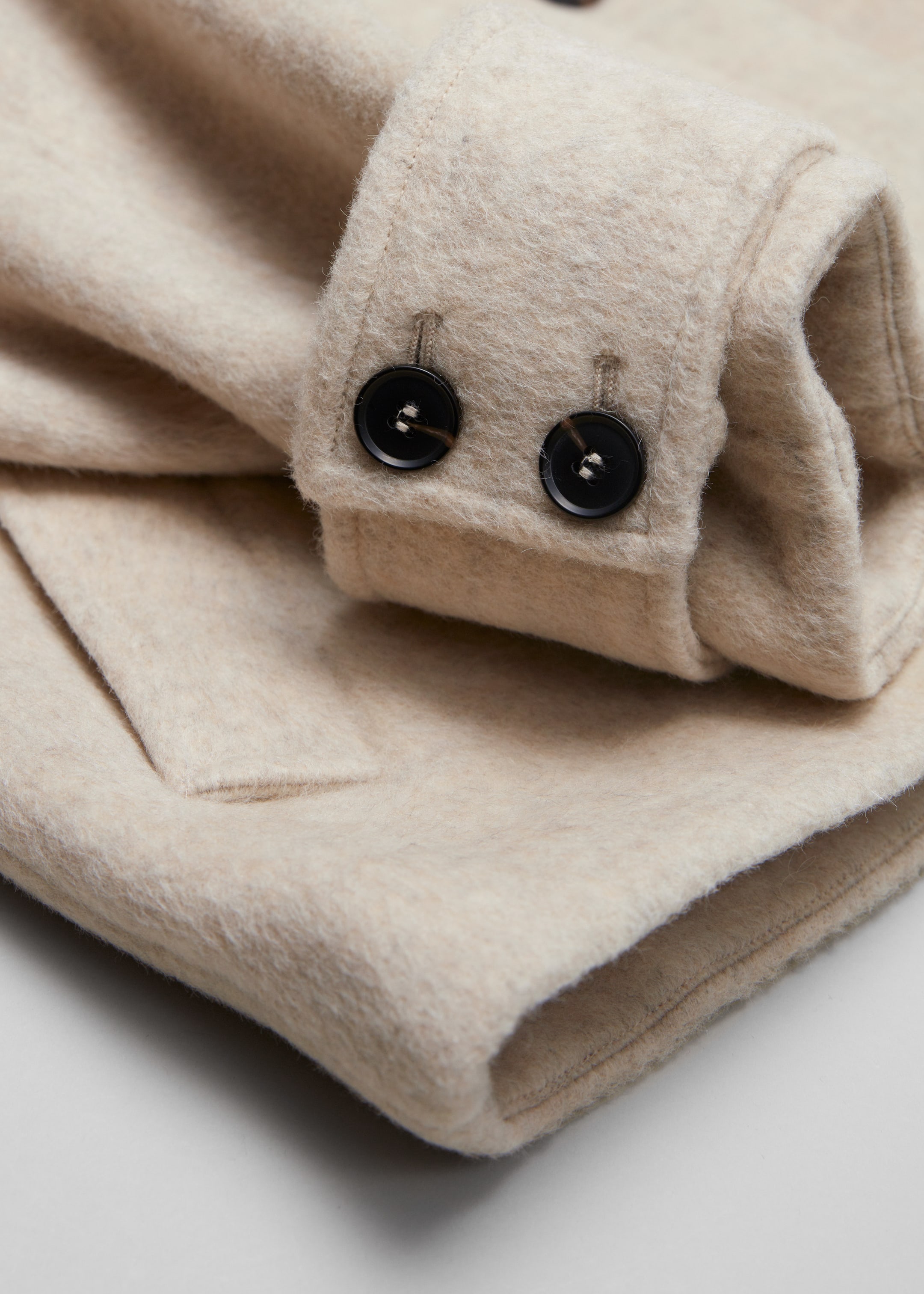 Näytä suurempi kuva: Kaksirivinen villakangastakki - Vaaleanbeige - NAISET | H&M FI 3