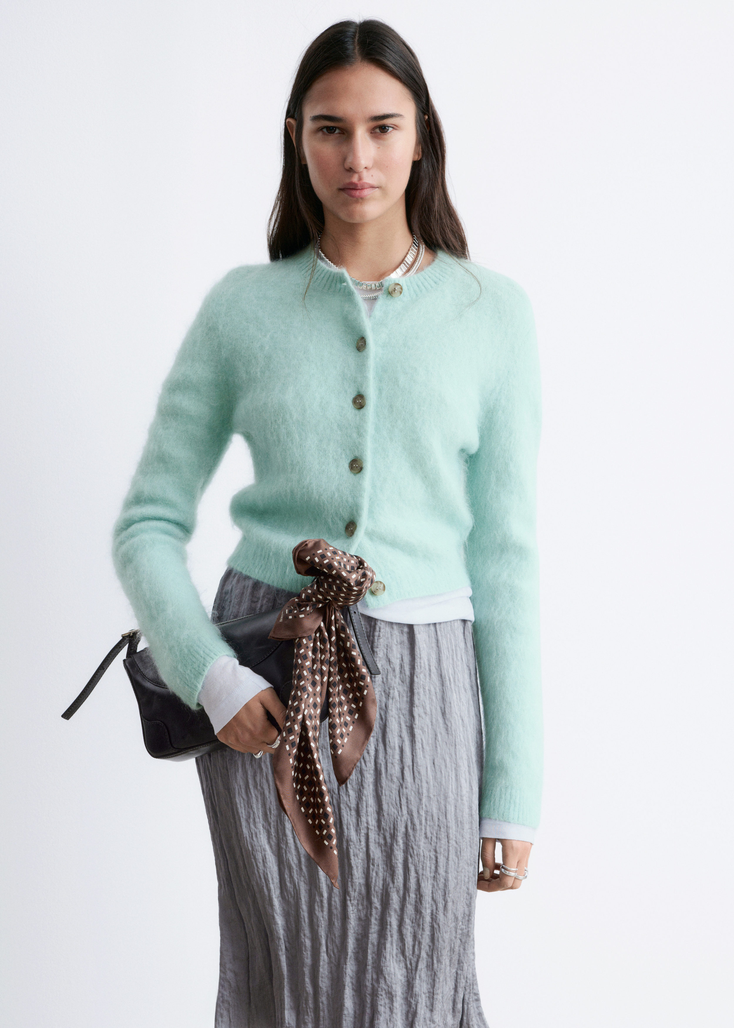 Mohair-Blend Brushed Cardigan - Light Turquoise - & Other Stories US