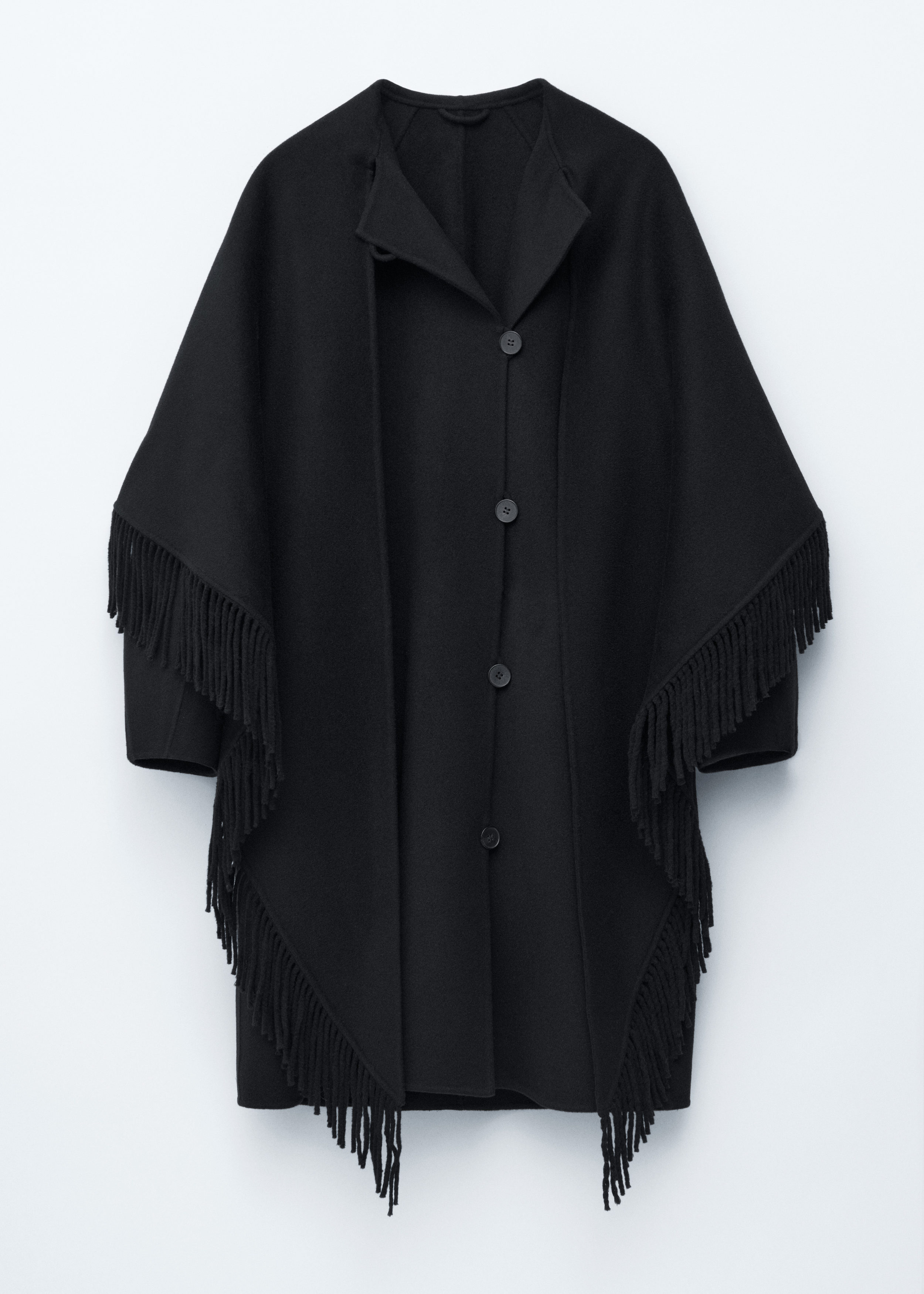 Fringed Shawl Wool Coat - Black - Coats - & Other Stories US