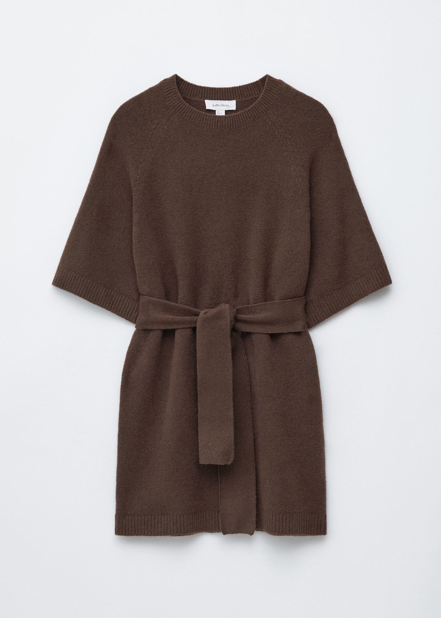 Knitted T-Shirt Mini Dress - Dark Brown/Dark Red - 2