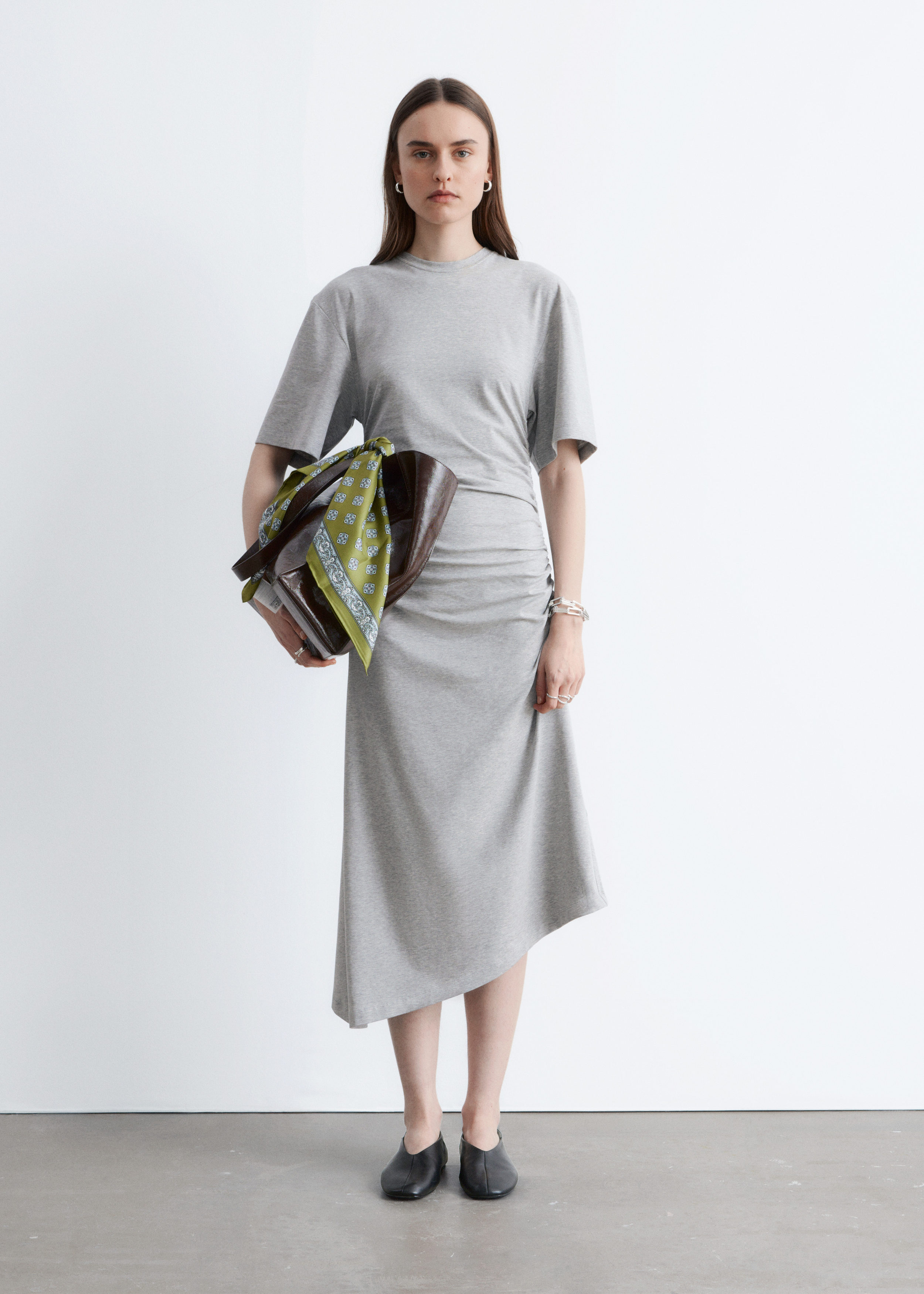 Asymmetric Midi T-Shirt Dress - Light Grey - & Other Stories GG