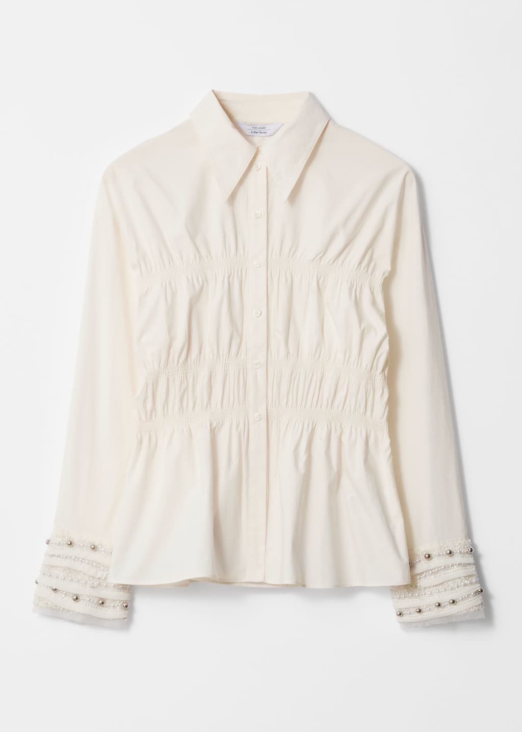 Camisa fruncida con nido de abeja - Blanco - Bodegón