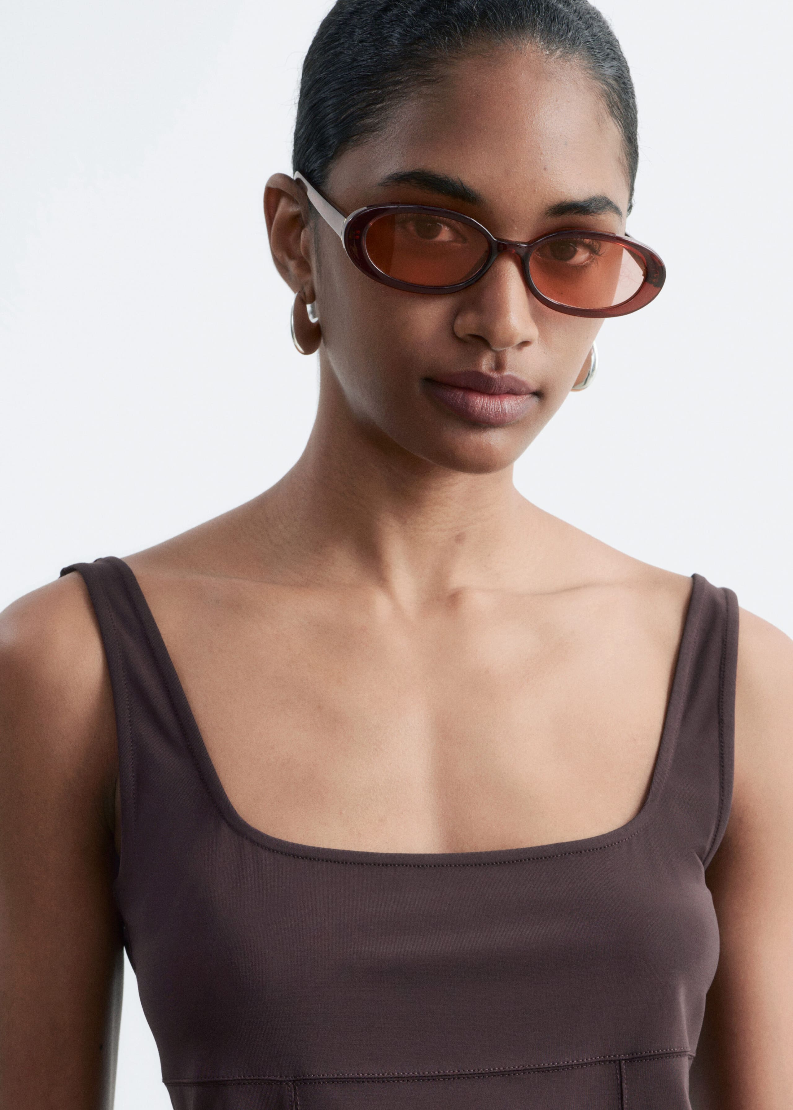 Image of Slim Oval-Frame Sunglasses