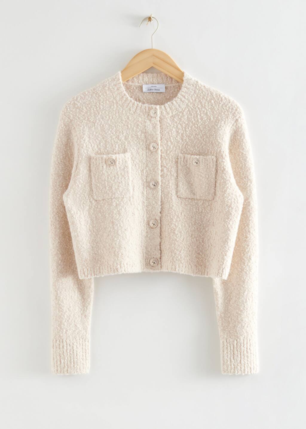 Cropped Bouclé Cardigan - White - Still Life
