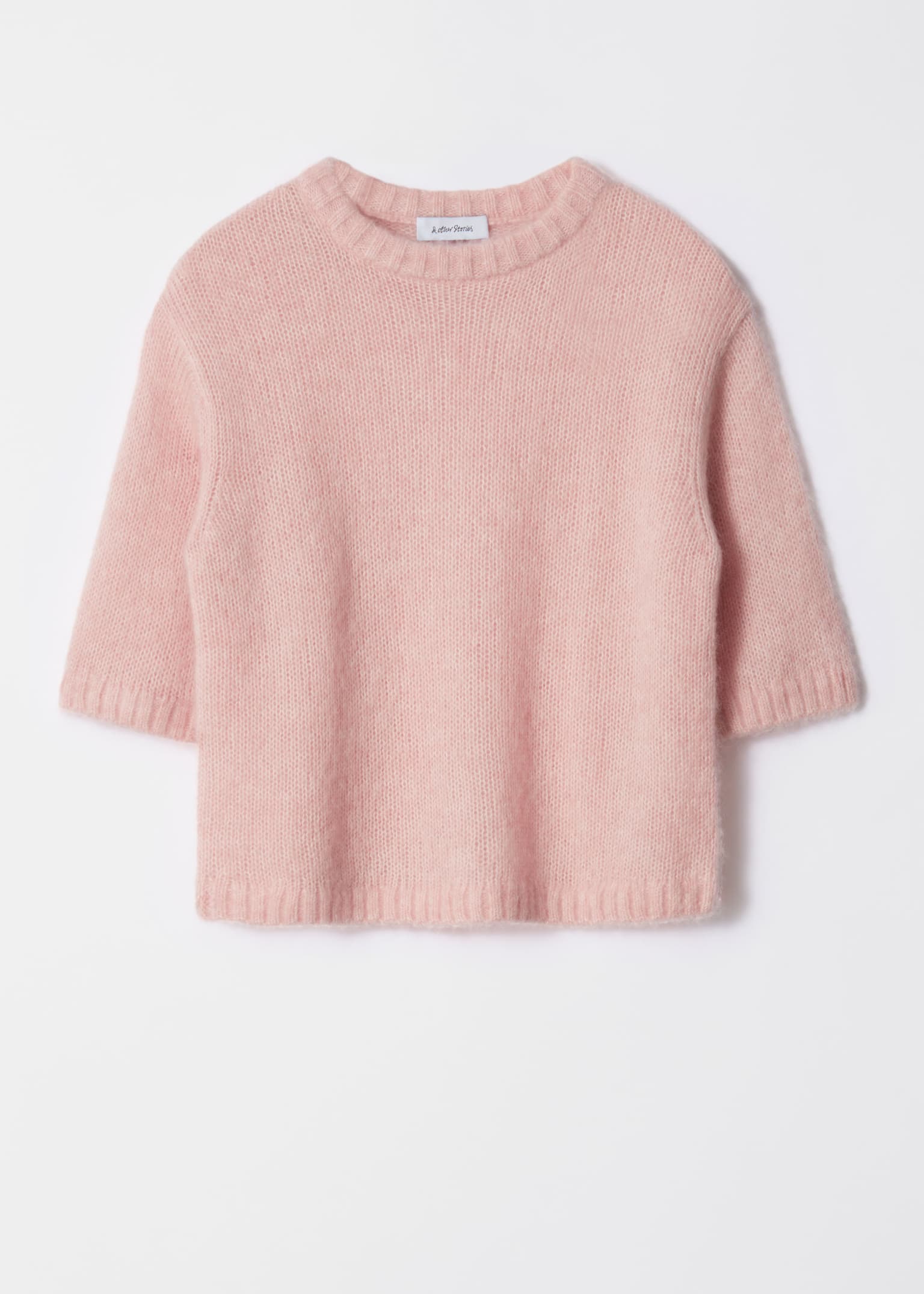 Camiseta de punto en mezcla de mohair - Rosa claro/Gris