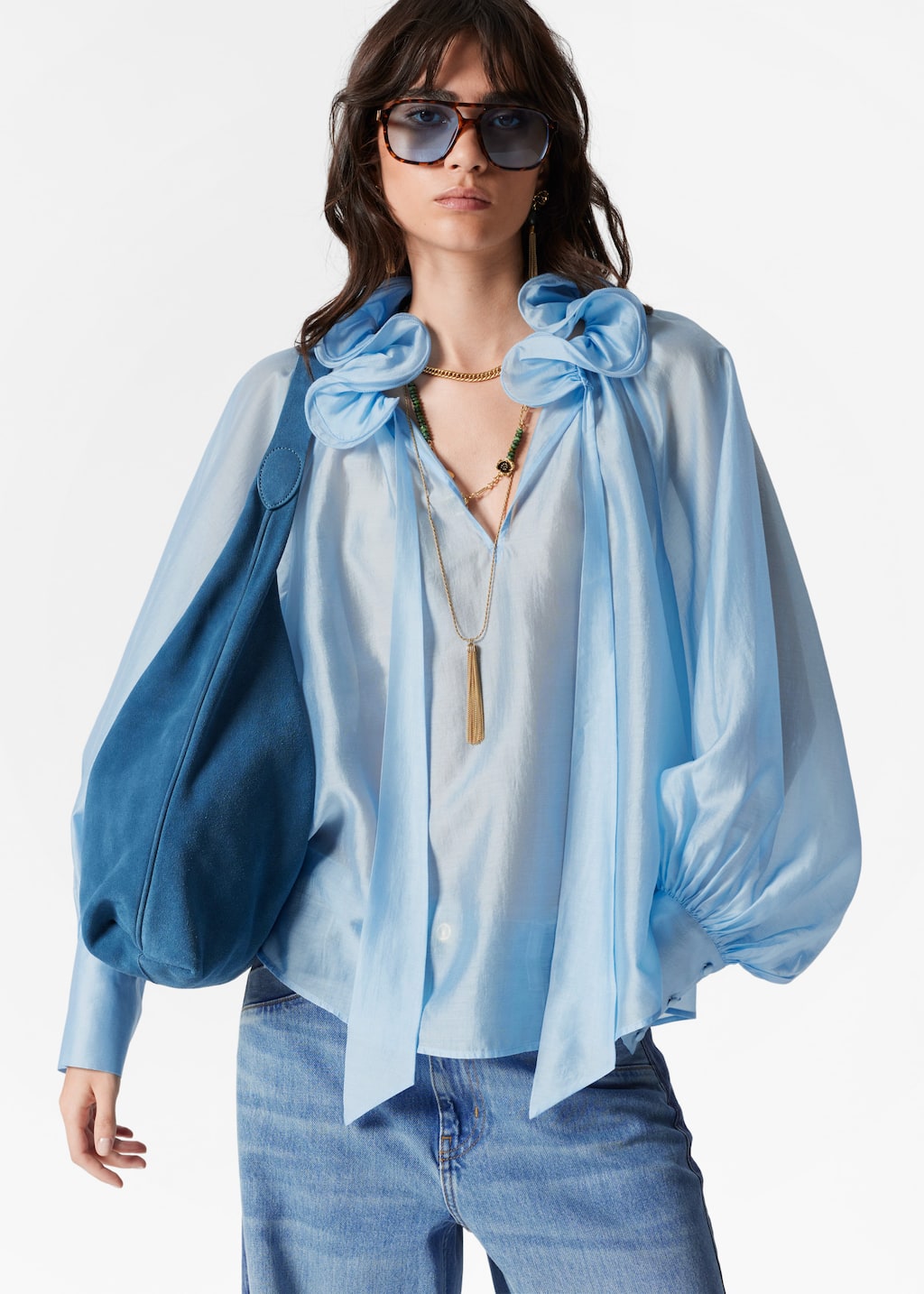Ruffled Tie-Neck Blouse - Leopard - Lookbook