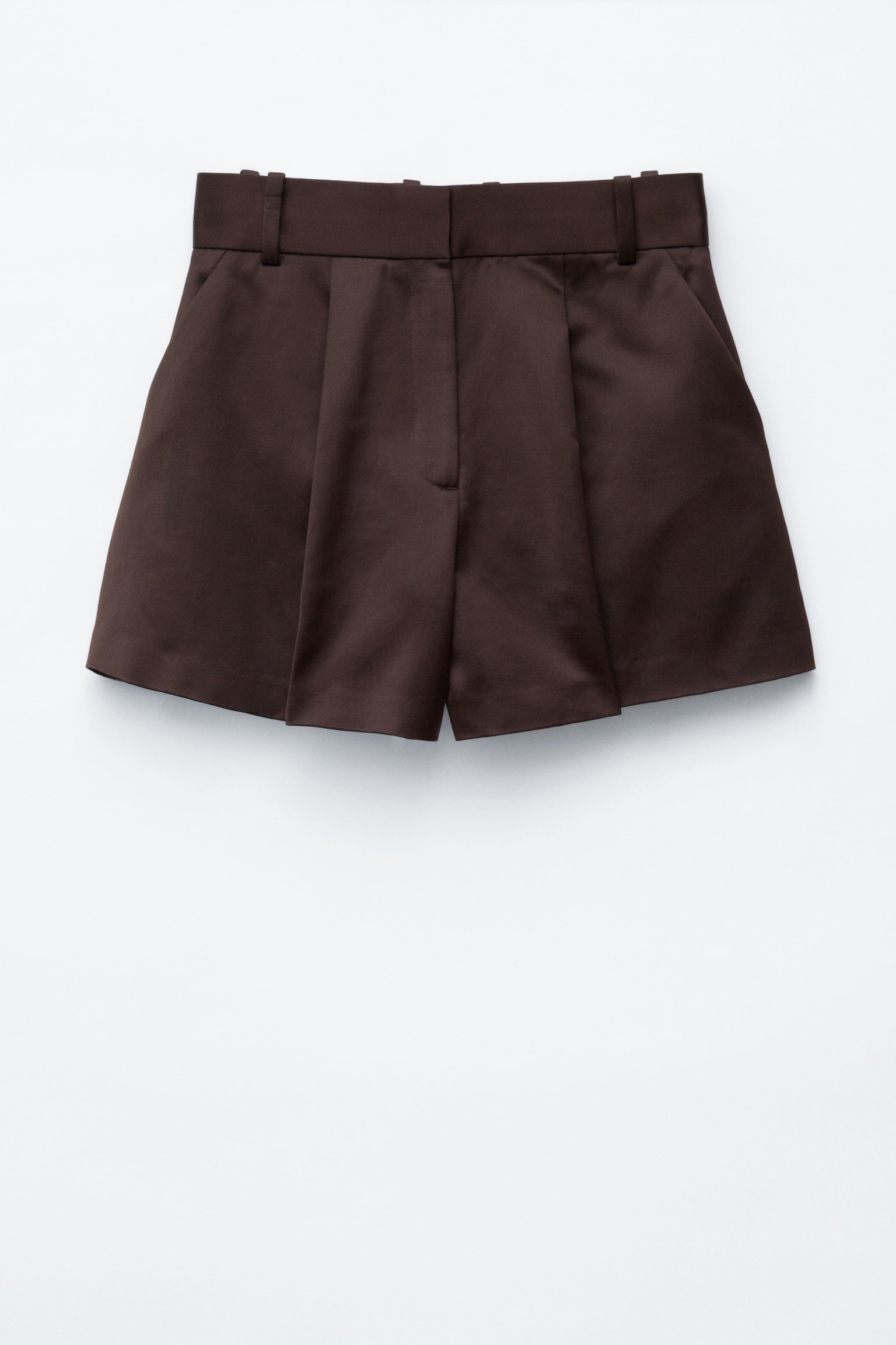 A-Line Satin Shorts - Mörkbrun - 1