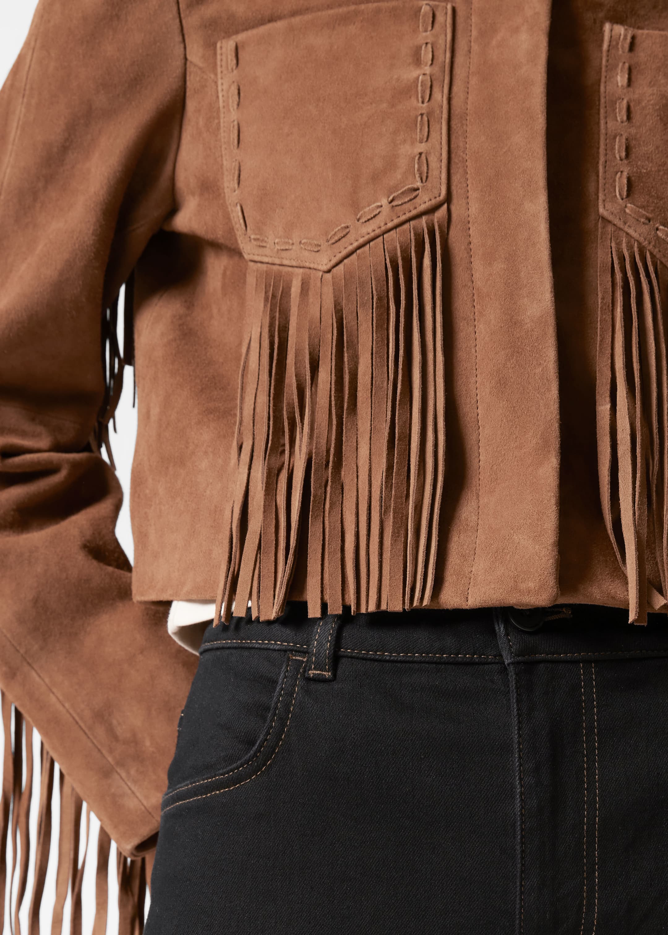Ver imagen más grande: Chaqueta de ante con flecos - Marrón - MUJER | H&M ES 4