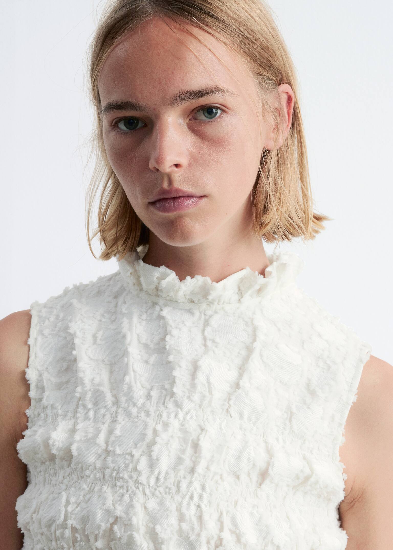 Rochie mini smock - Alb/Galben/Model floral - 3