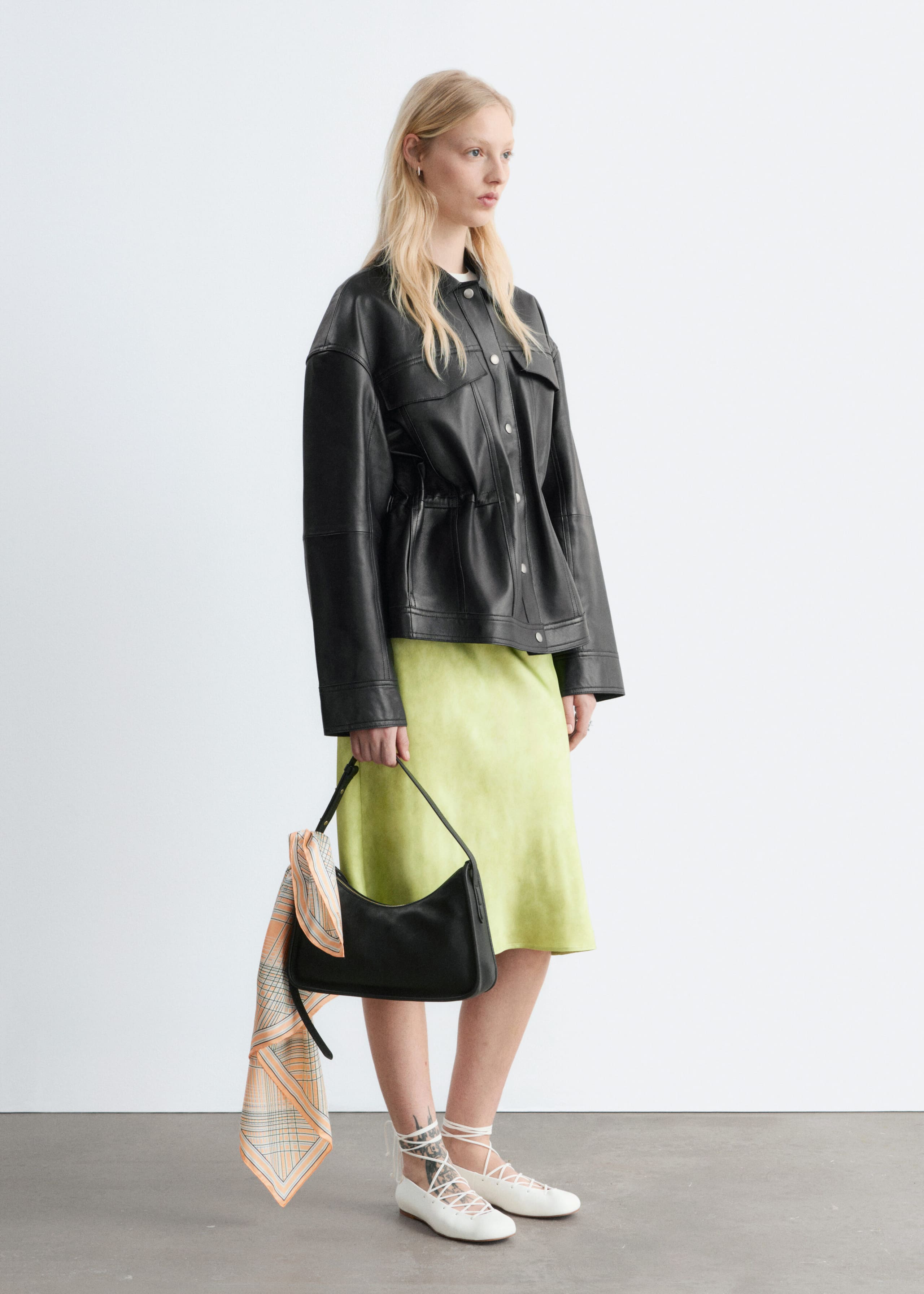 Image of Veste en cuir à cordon de serrage