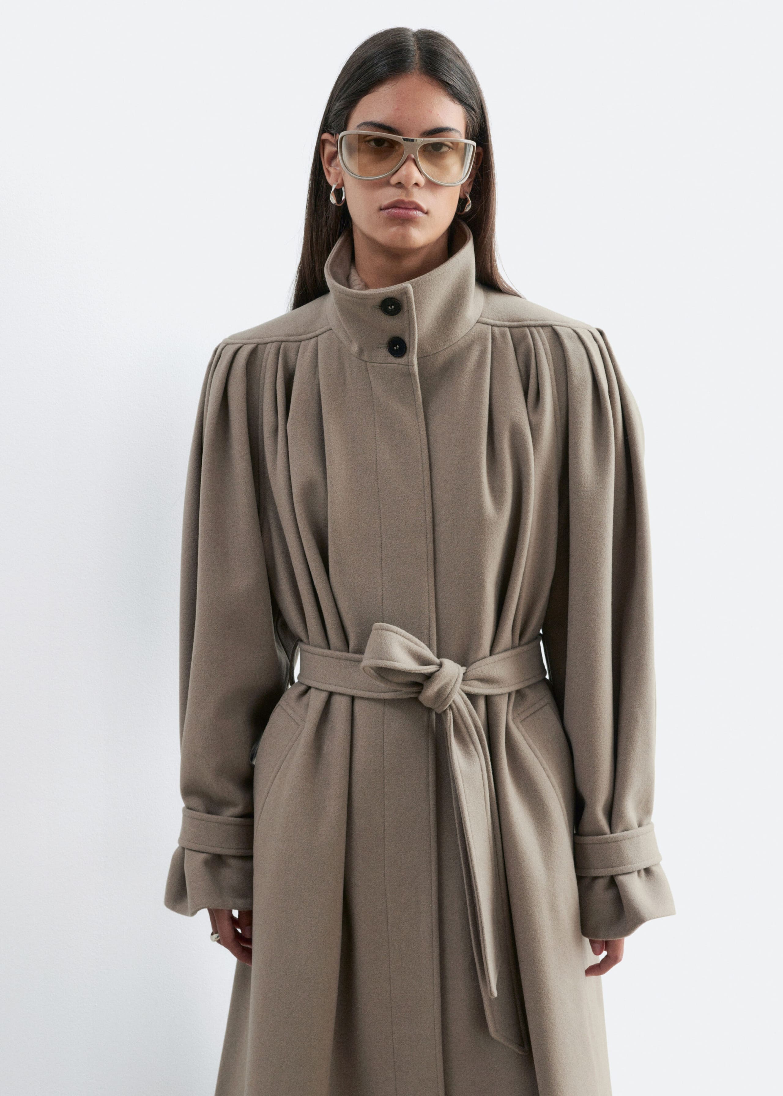 Belted Wool-Lyocell Coat - Mole - Lookbook