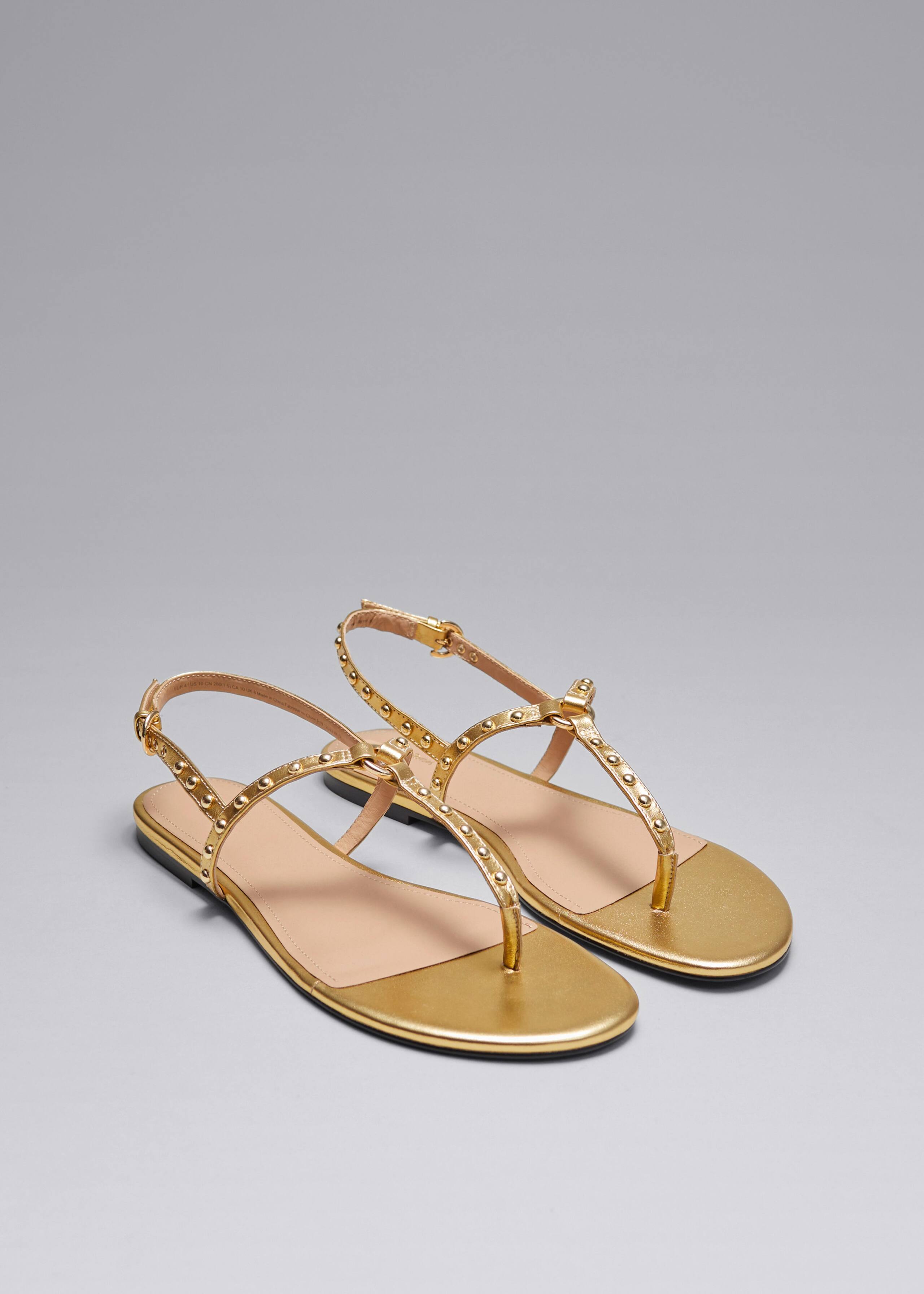 T-bar Leather Sandals - Black - Still Life