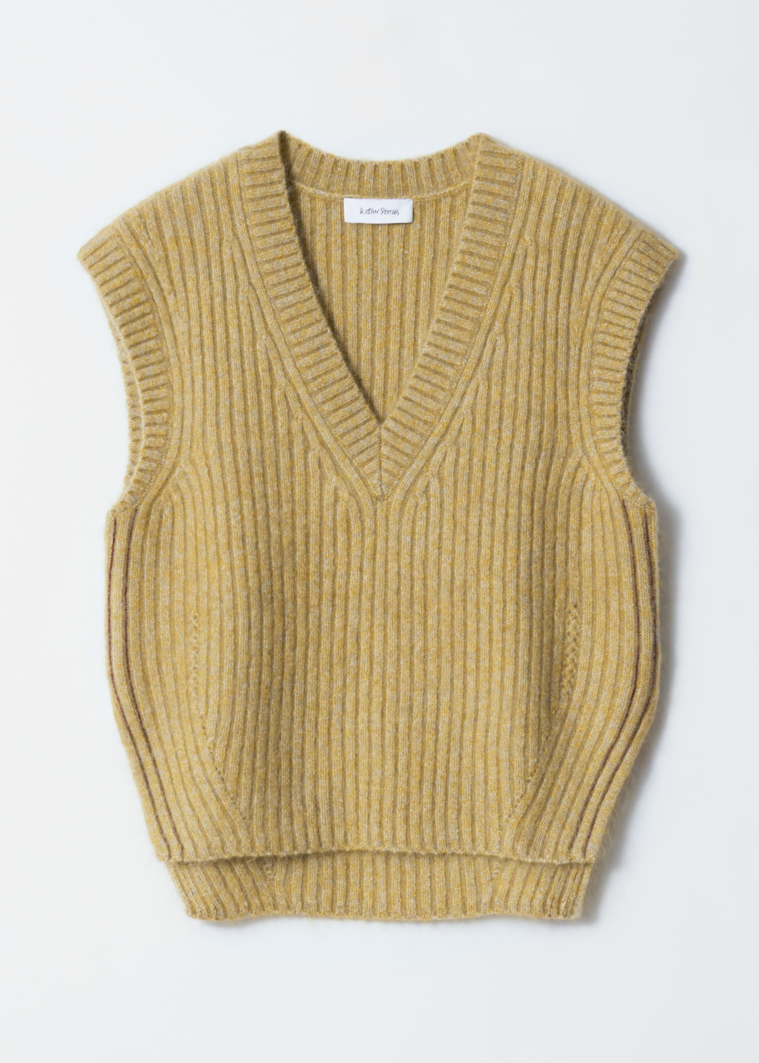 Gilet con scollo a V in misto mohair - Verde kaki