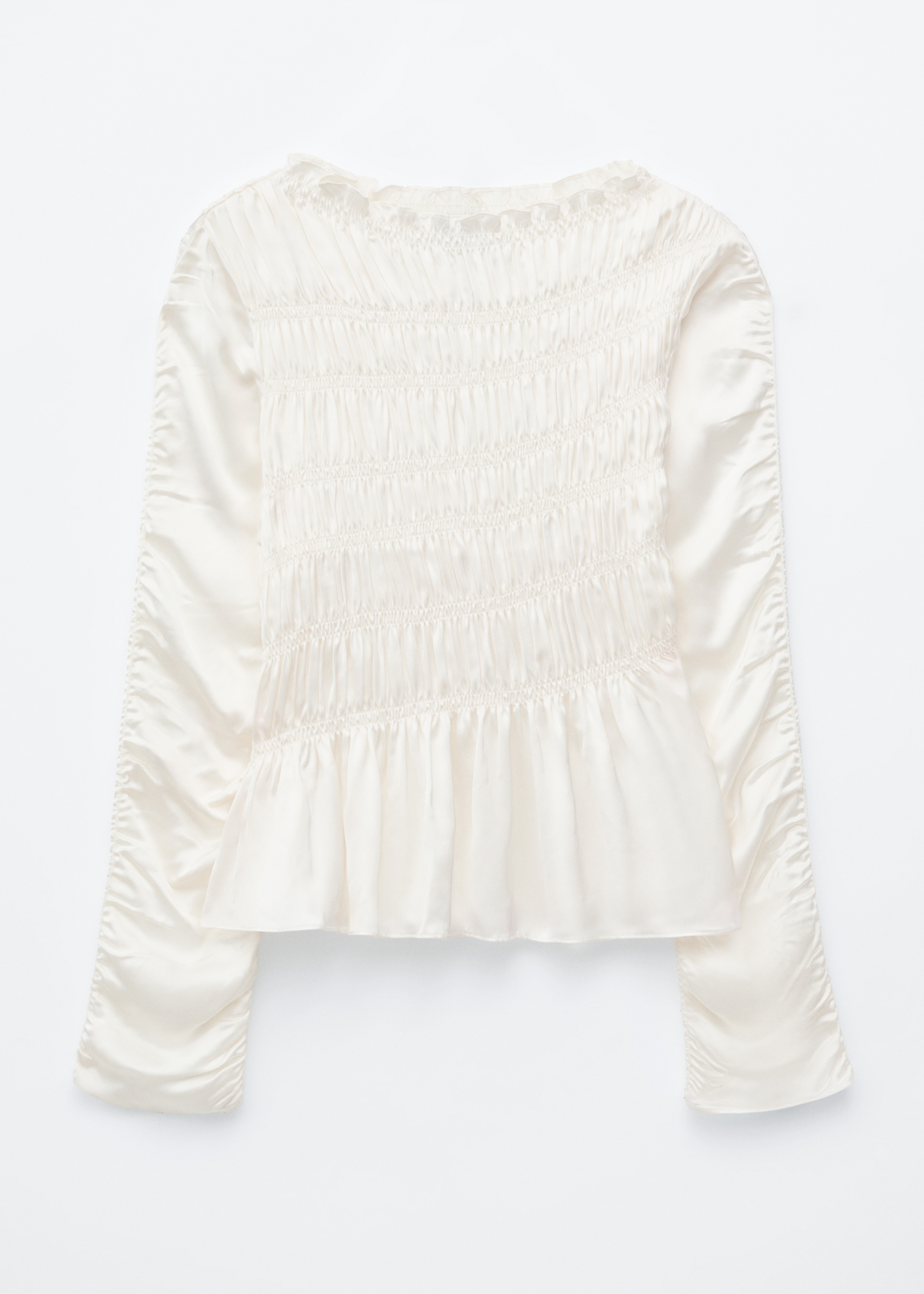 Blusa con lavorazione smock - Bianco/Marrone/Stampa