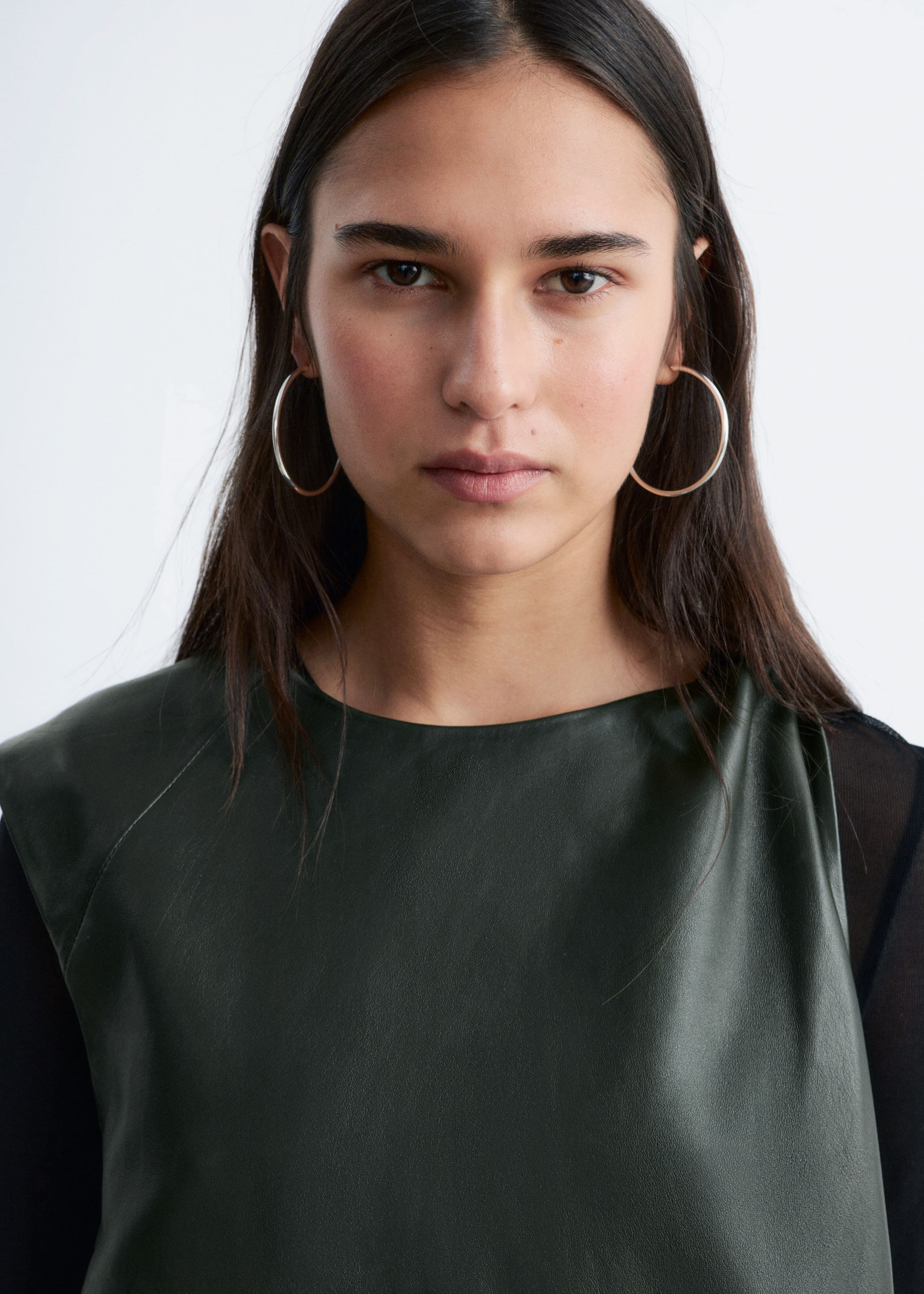 Image of Twist-Shoulder Leather Top