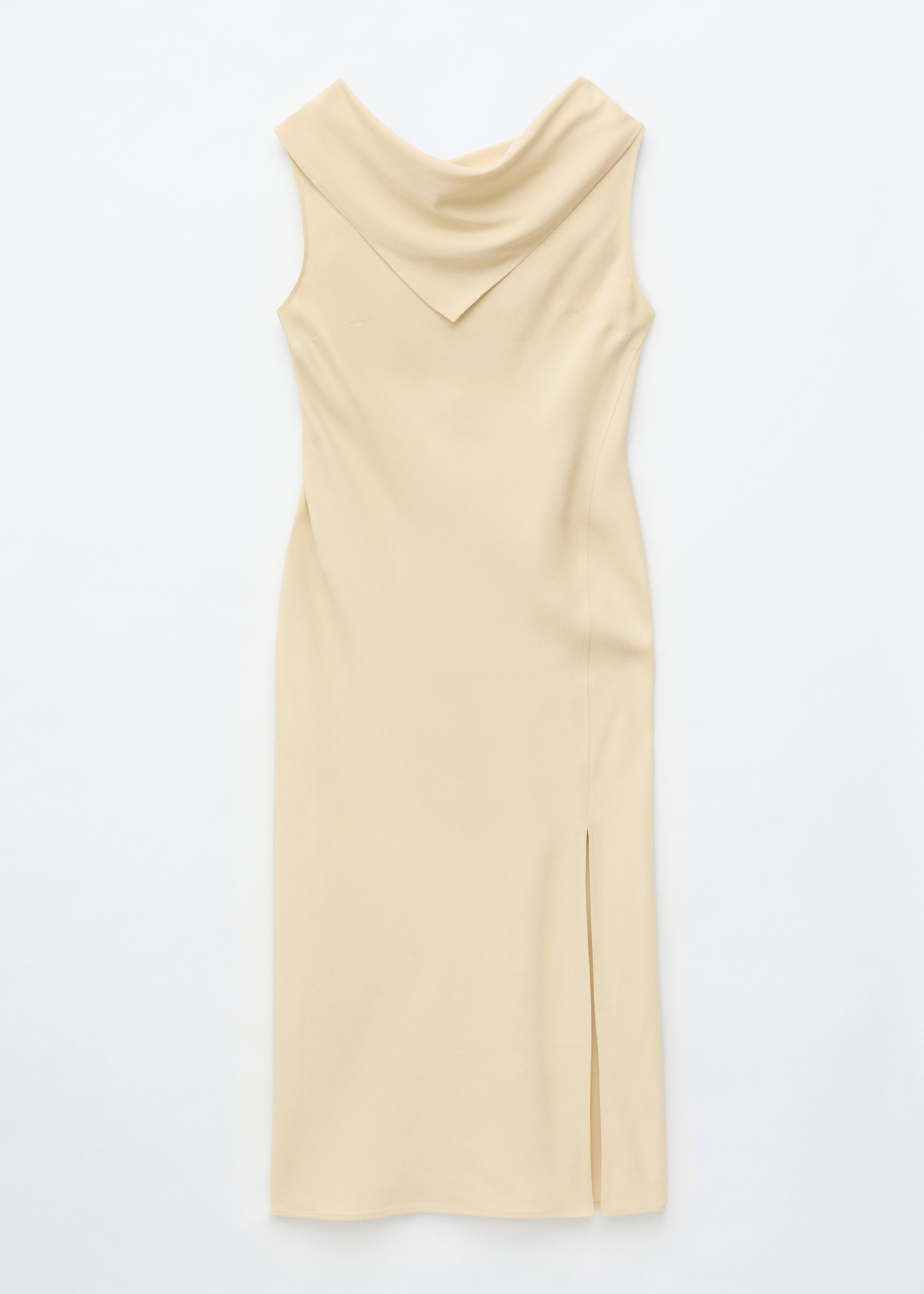 Vestido midi con detalle de bufanda - Beige claro/Rojo/Estampado