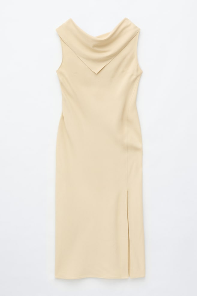 Robe midi avec foulard - Beige clair/Rouge/Imprimé - 1