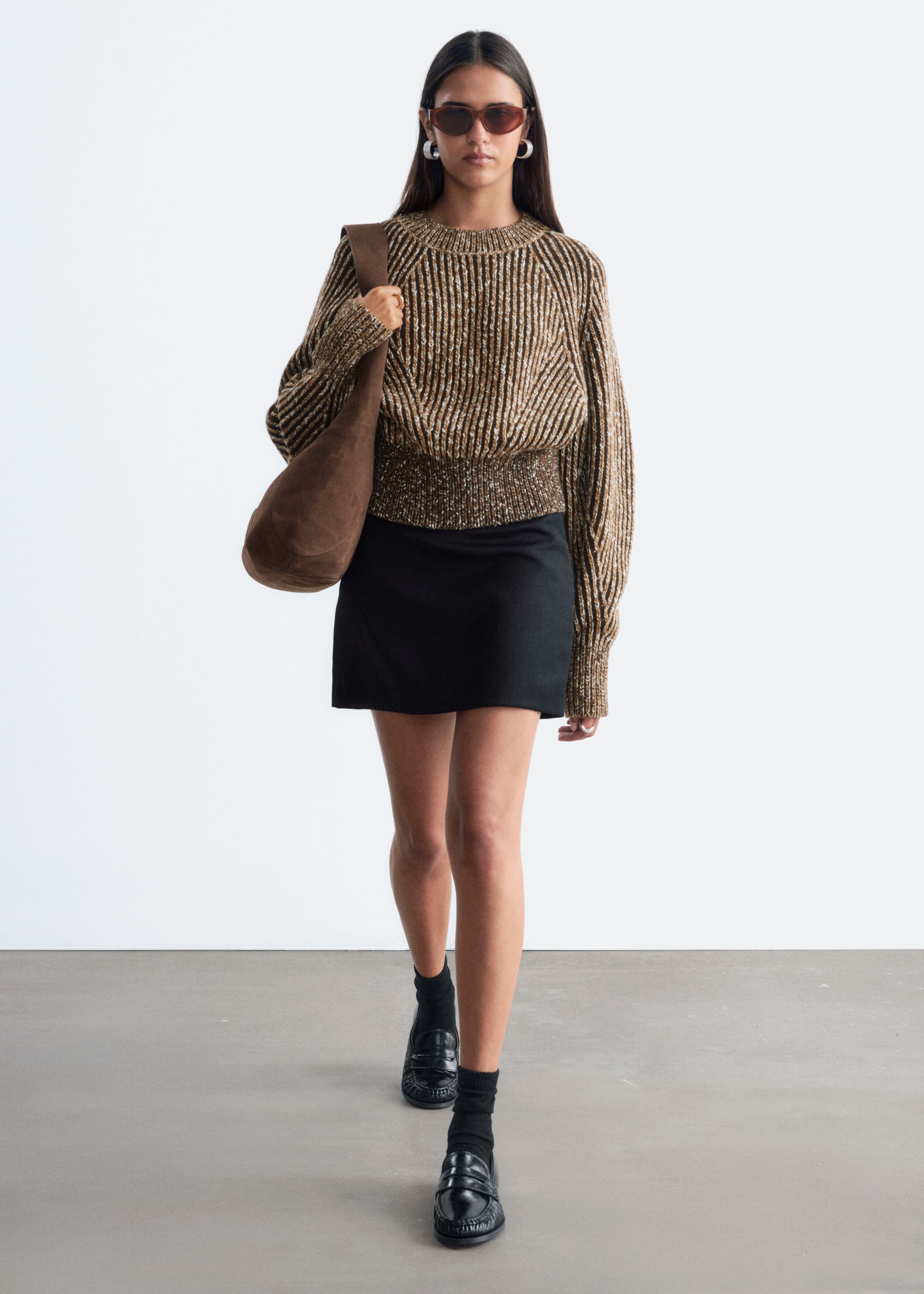 Wool-Cotton Jumper - Brown Melange - Still Life