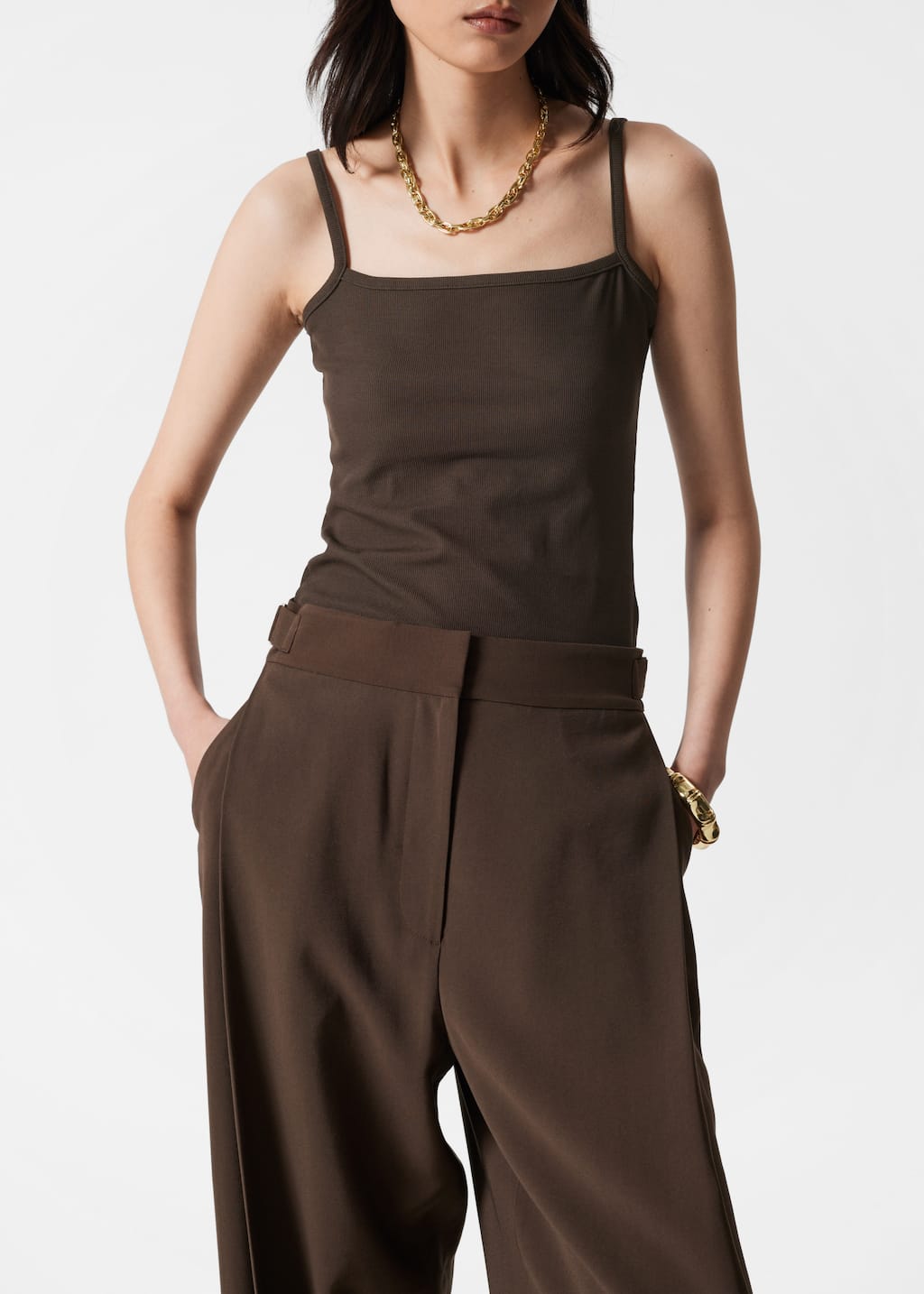 Image of Pleated Wide-Leg Trousers