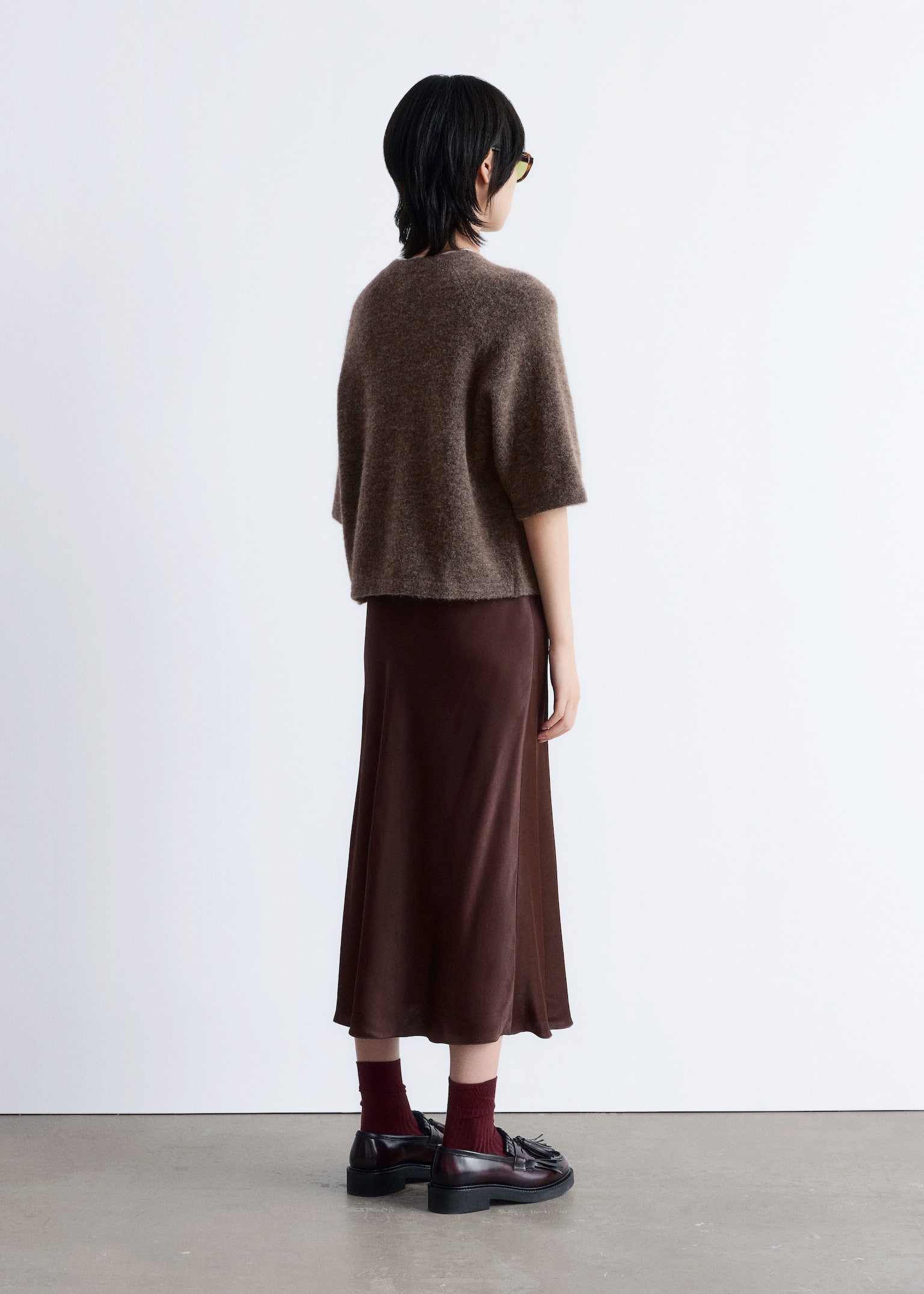 Alpaca-Blend Knitted Top - Mole/Red/Dusty Blue/Oatmeal/Burgundy/Black - 7