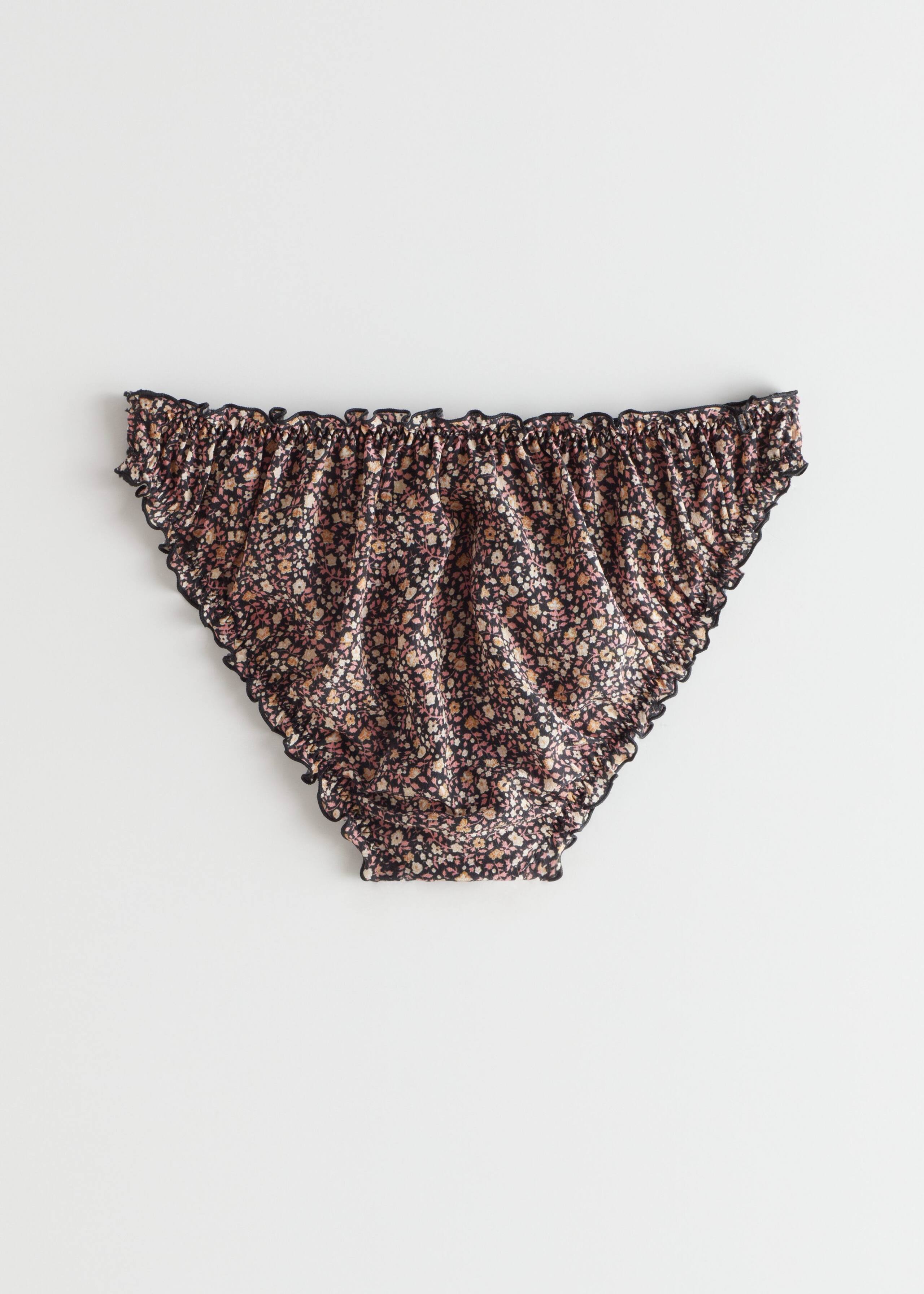 Frilled Silk Briefs - Floral Print - Still Life
