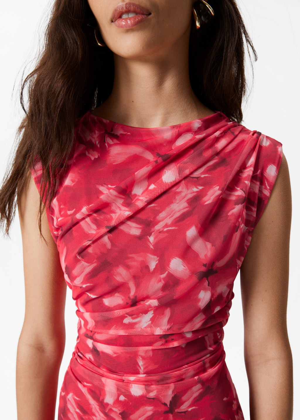 Image of Draped Sleeveless Midi Dress