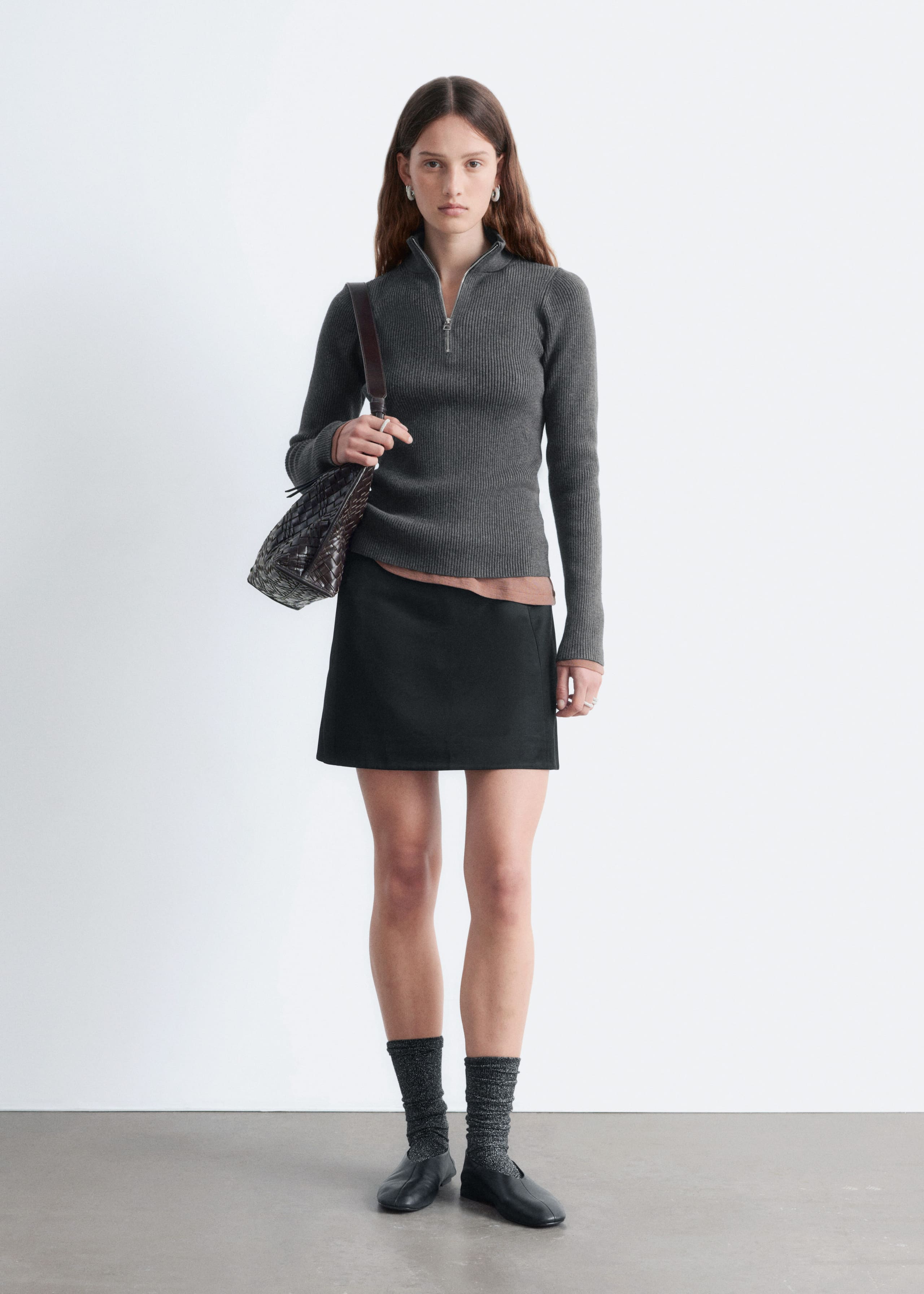 Image of Pullover mit kurzem Reißverschluss und Stehkragen