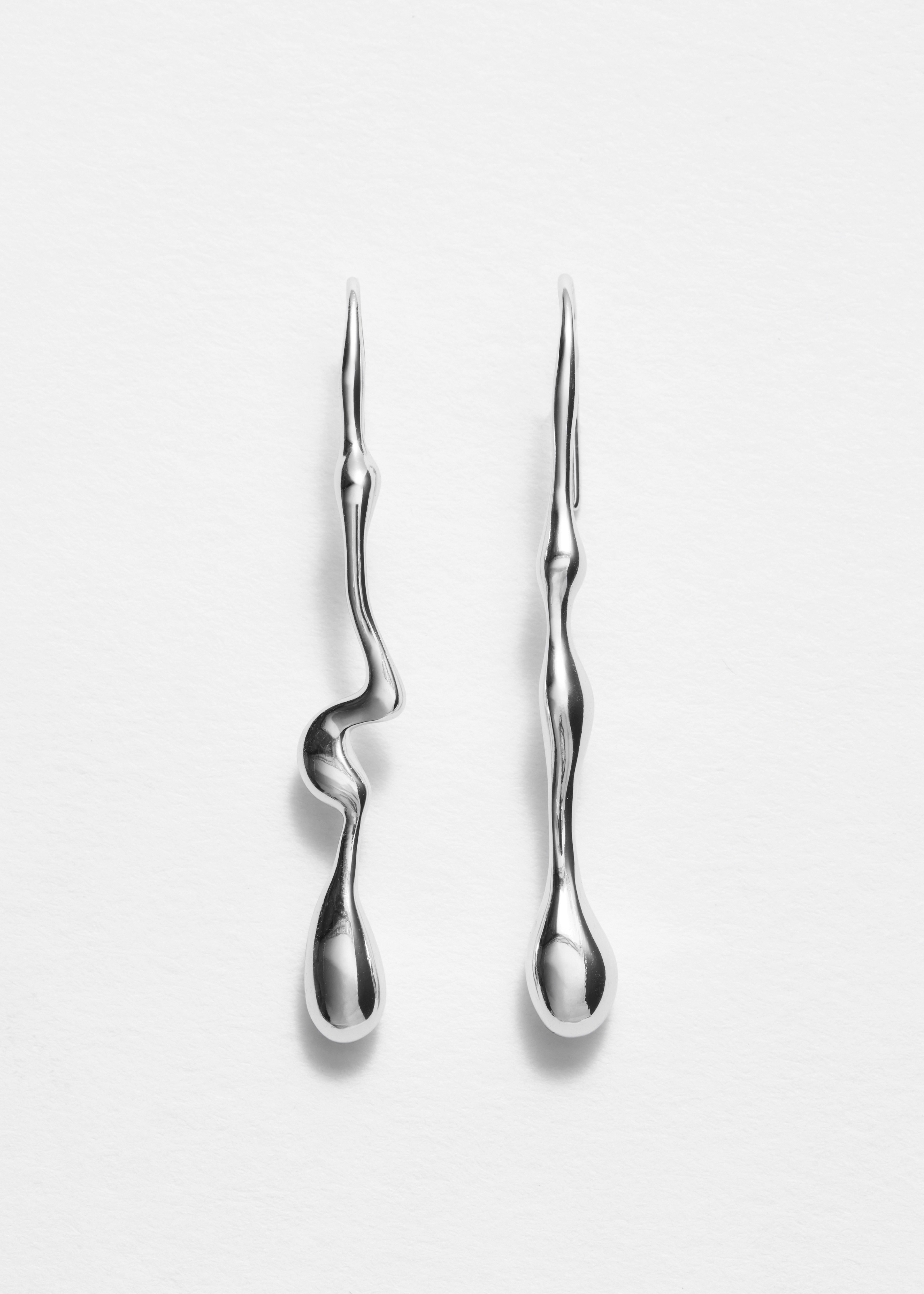 Brincos de gota alongados - Prateado/Dourado