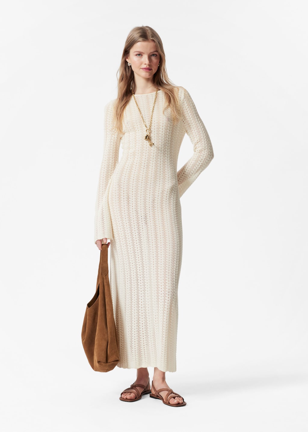 Image of Robe midi en maille pointelle