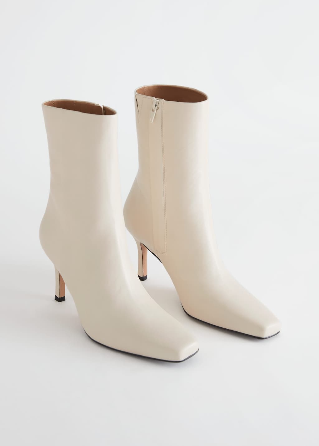 Bottines en cuir à talon fin - Blanc - Still Life