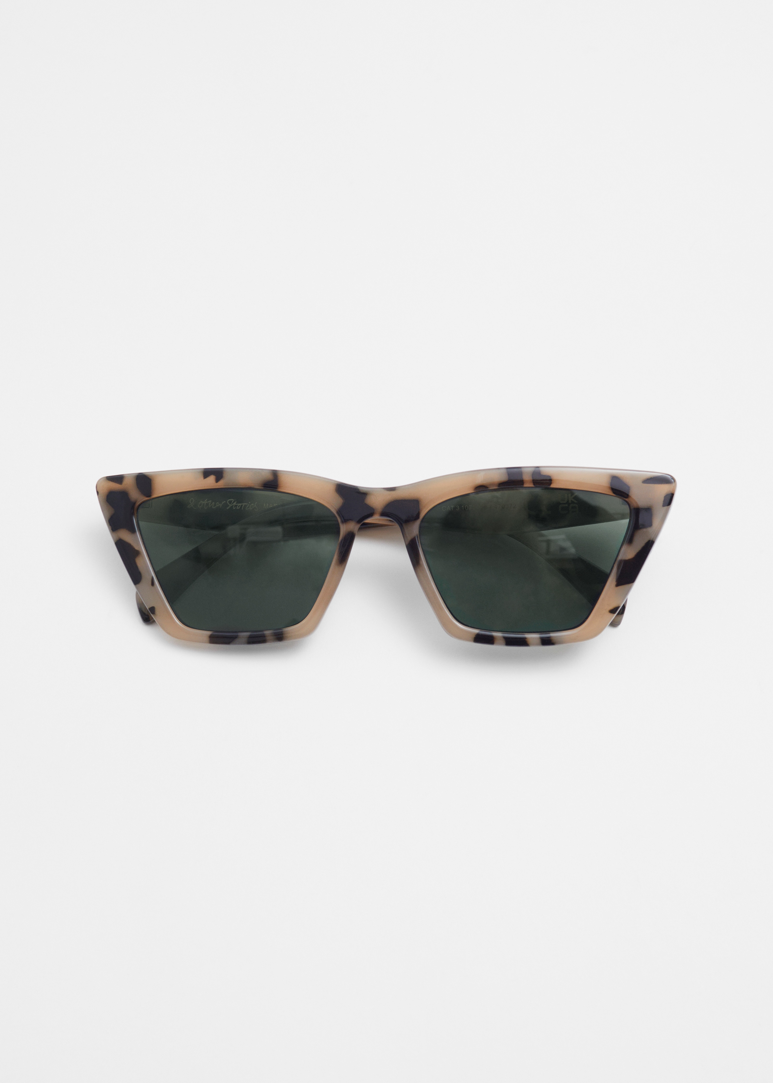 Angular Cat Eye Sunglasses - Beige Tortoise/Black/Black/Light Orange/Tortoise/Brown/Green