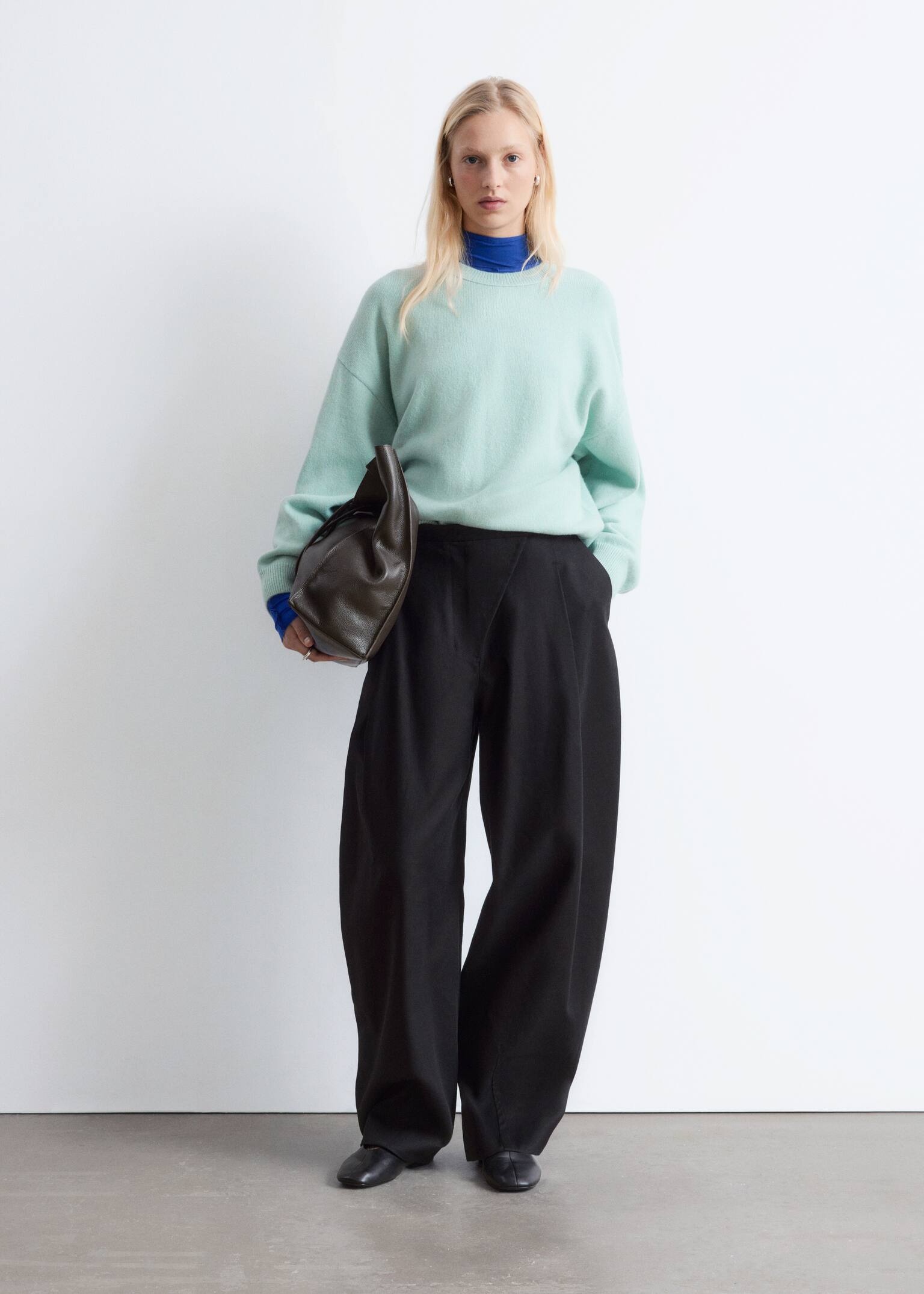 Oversized Wool Jumper - Light Turquoise/Grey Melange/Navy Blue/Red - 3