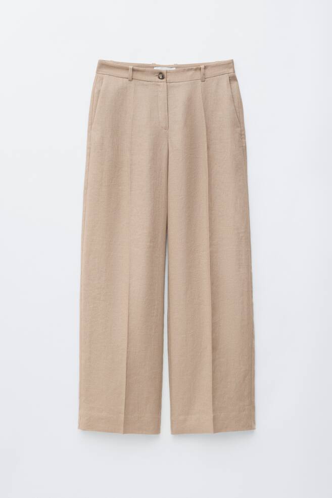 Elegante Leinenhose - Beige/Dunkelbraun/Schwarz - 1