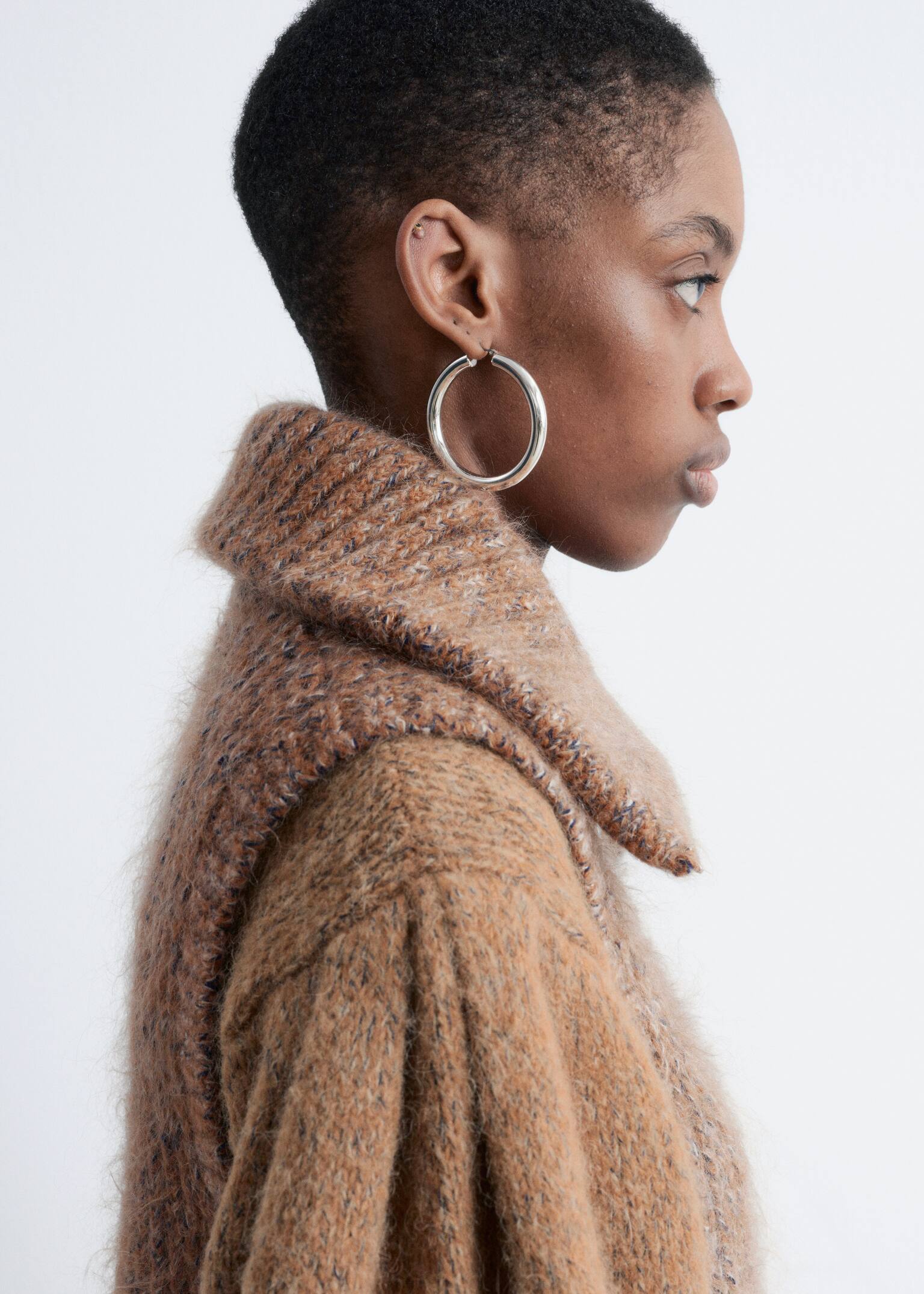 Knitted Zip-Up Vest - Brown - 4