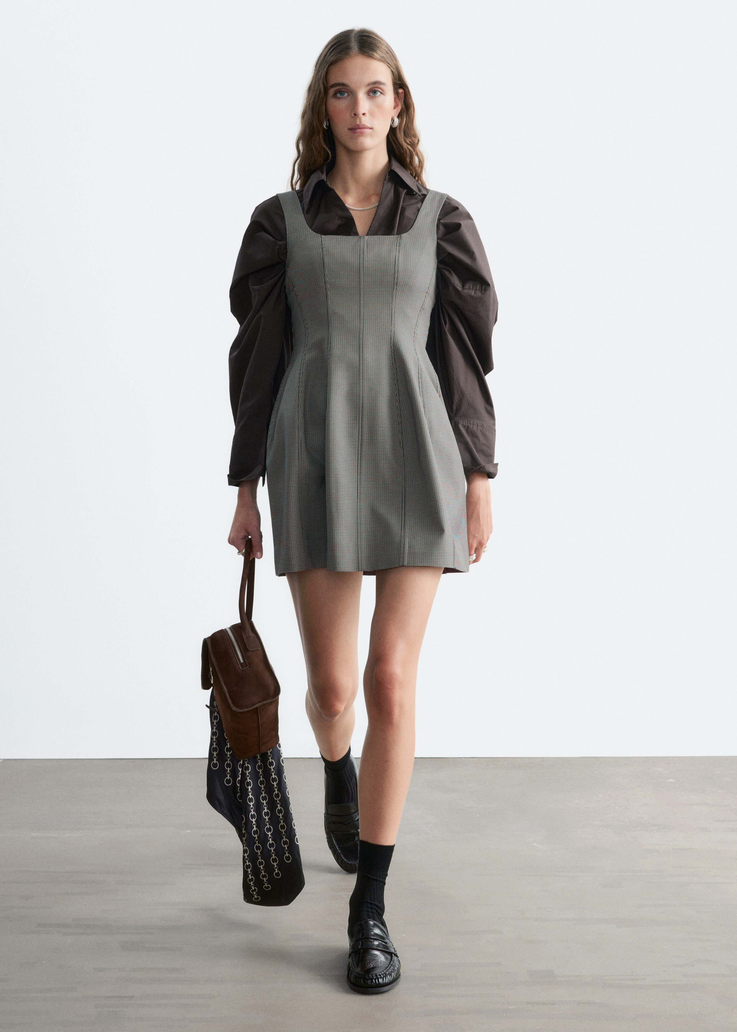 Corset Mini Dress - Grey/Checked - Mini Dresses | & Other Stories US