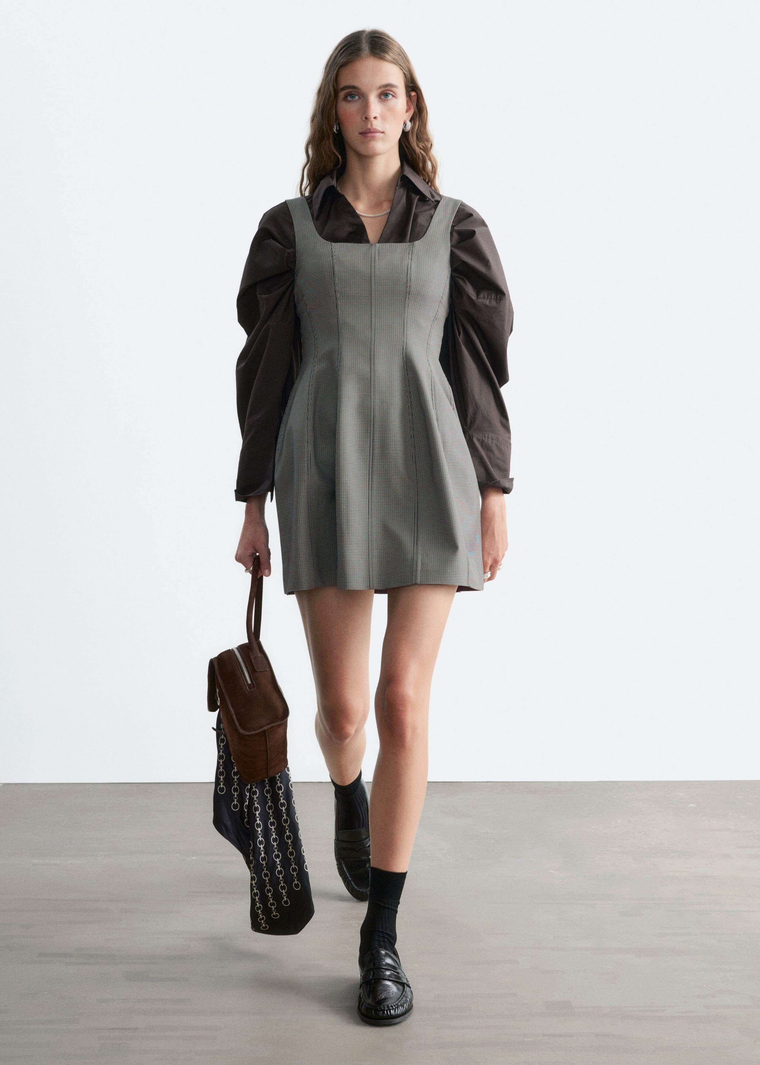 Korte korsetjurk - Grijs/geruit - Lookbook