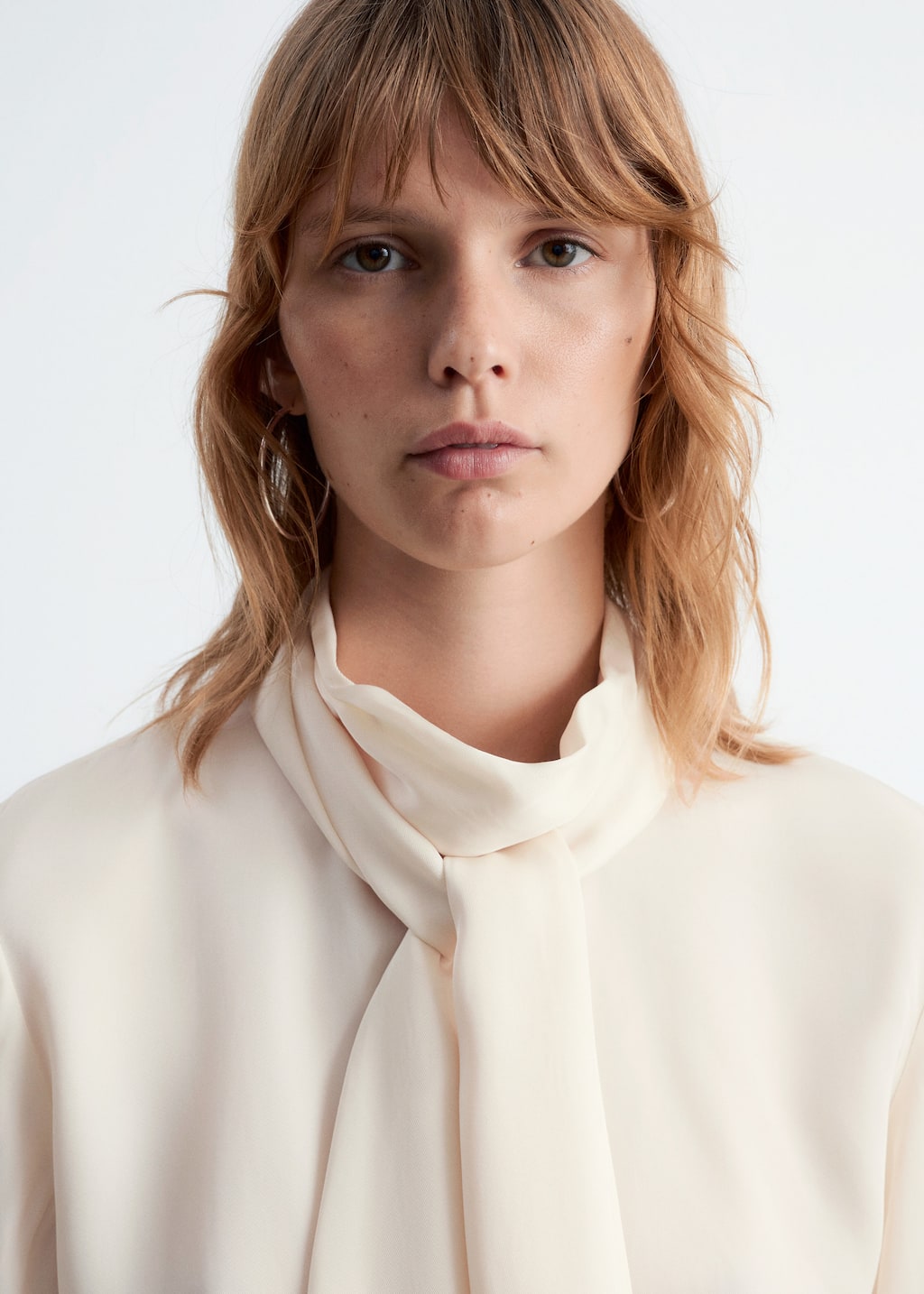 Image of Scarf-Detail Satin Blouse