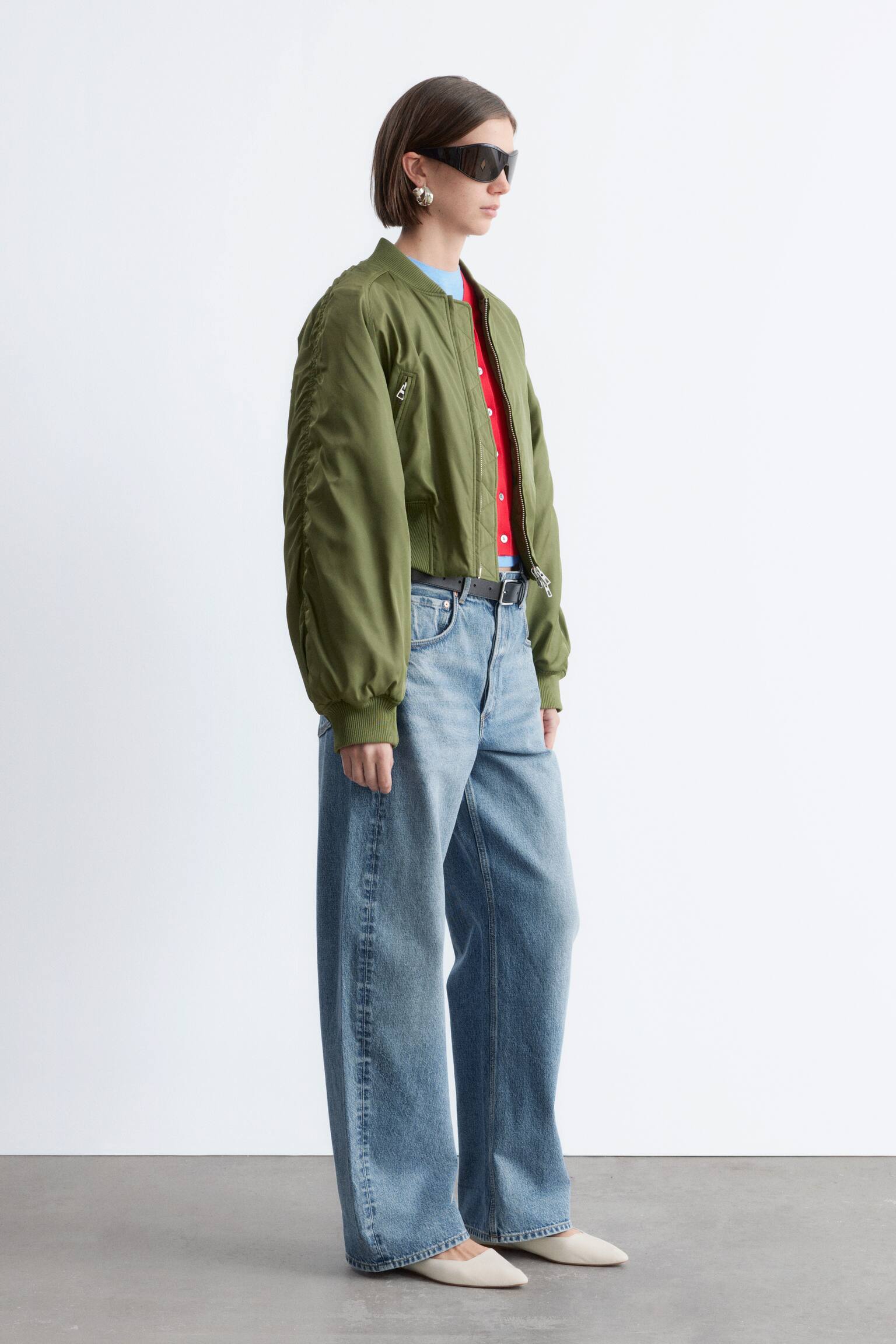 Скъсено бомбър яке-Каки зелено - 6