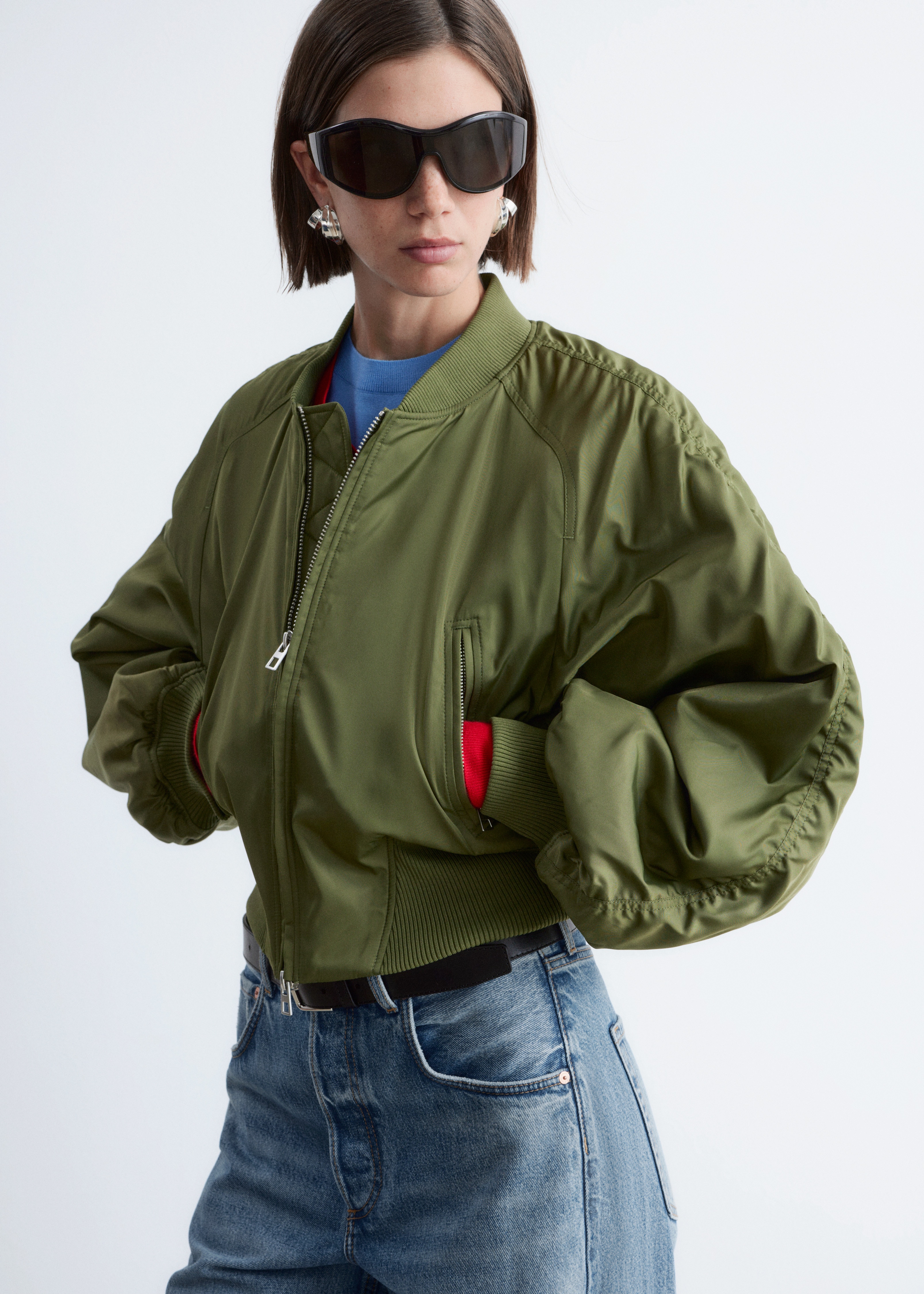 Veste style bomber courte - Vert kaki