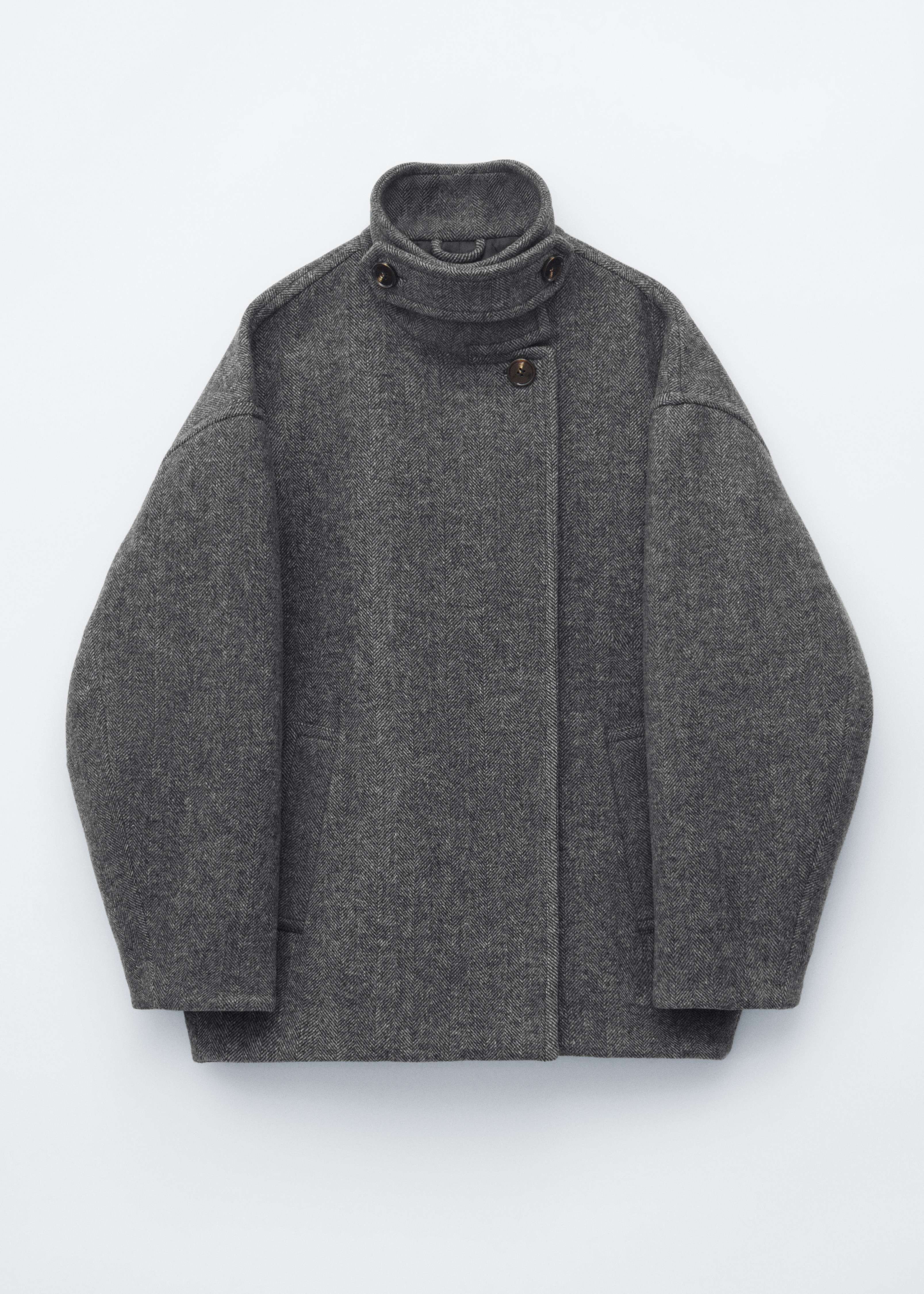 Cappotto con motivo spigato - Grigio