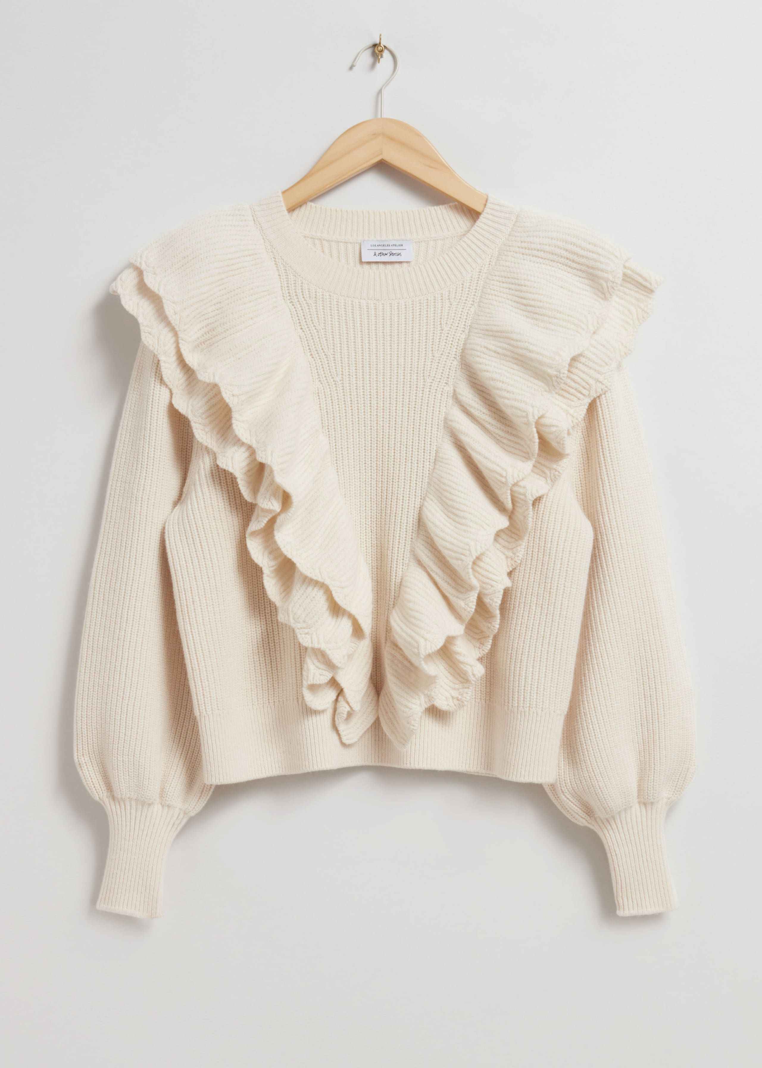Jersey de punto con volantes - Crema - Bodegón