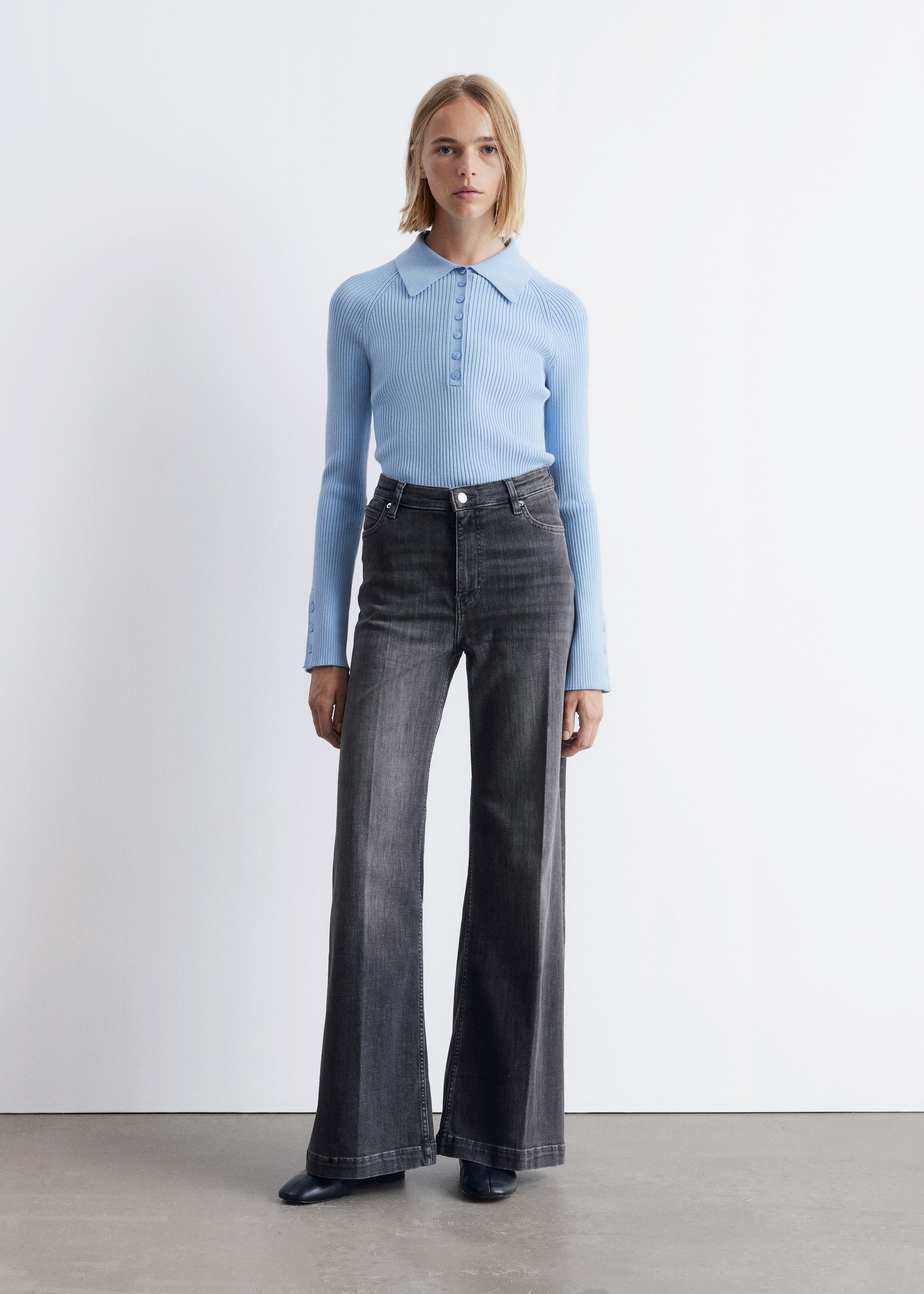 Jean large à plis marqués - Gris foncé