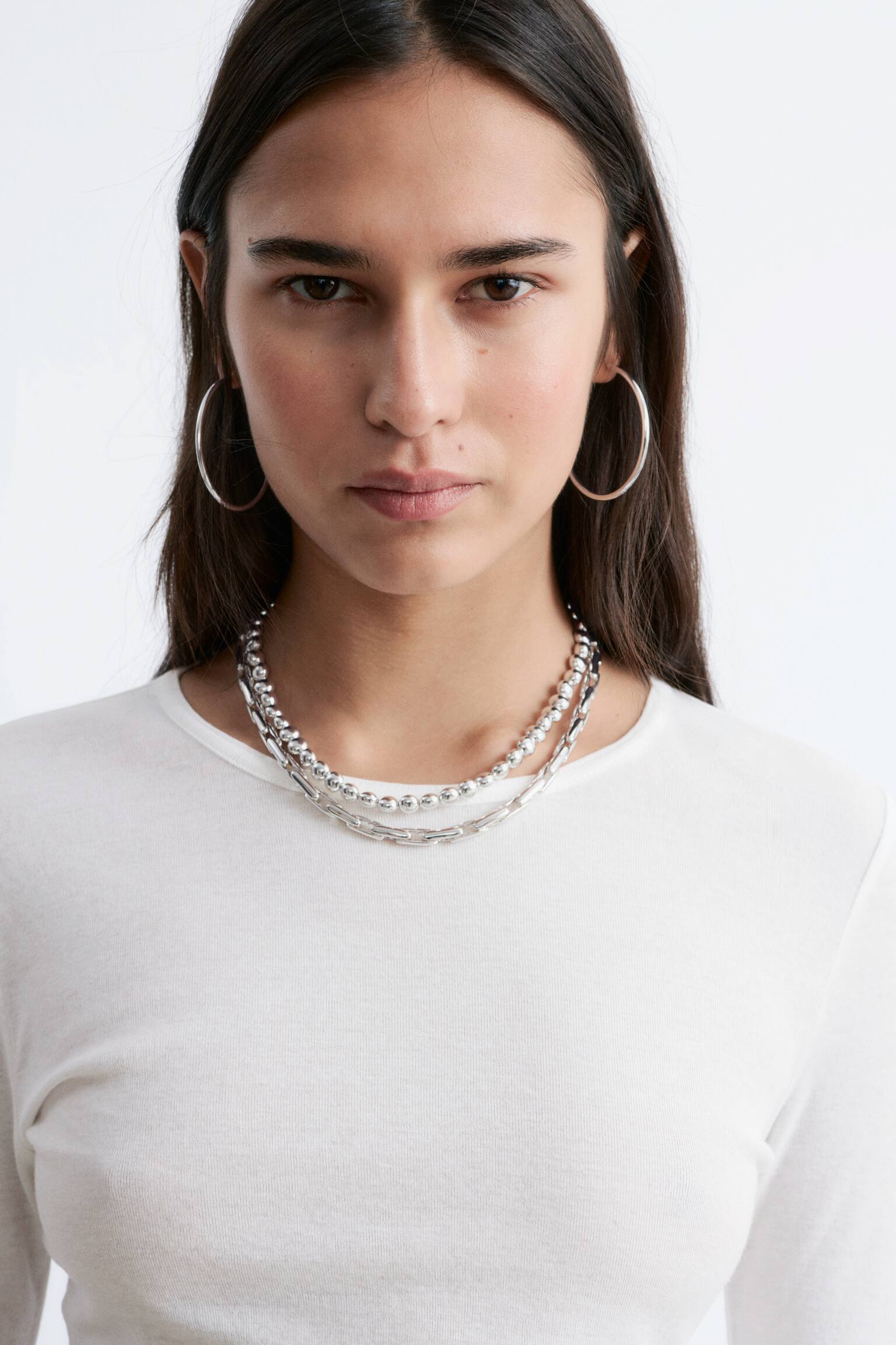 Bawełniany top z długim rękawem - Biały/Pomarańczowy/Ciemnoczerwony - 3