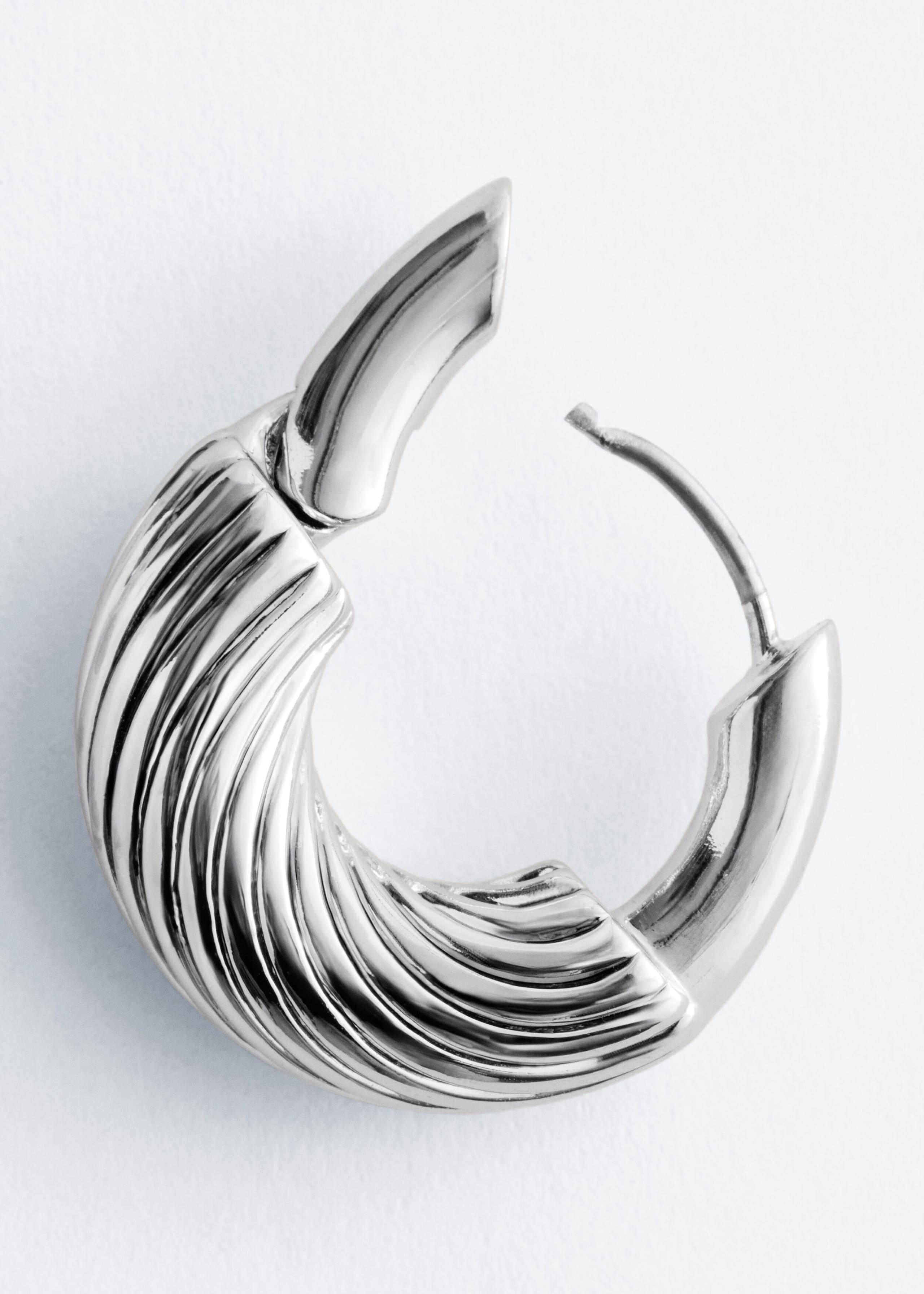 Prążkowane kolczyki koła – Silver – Martwa natura